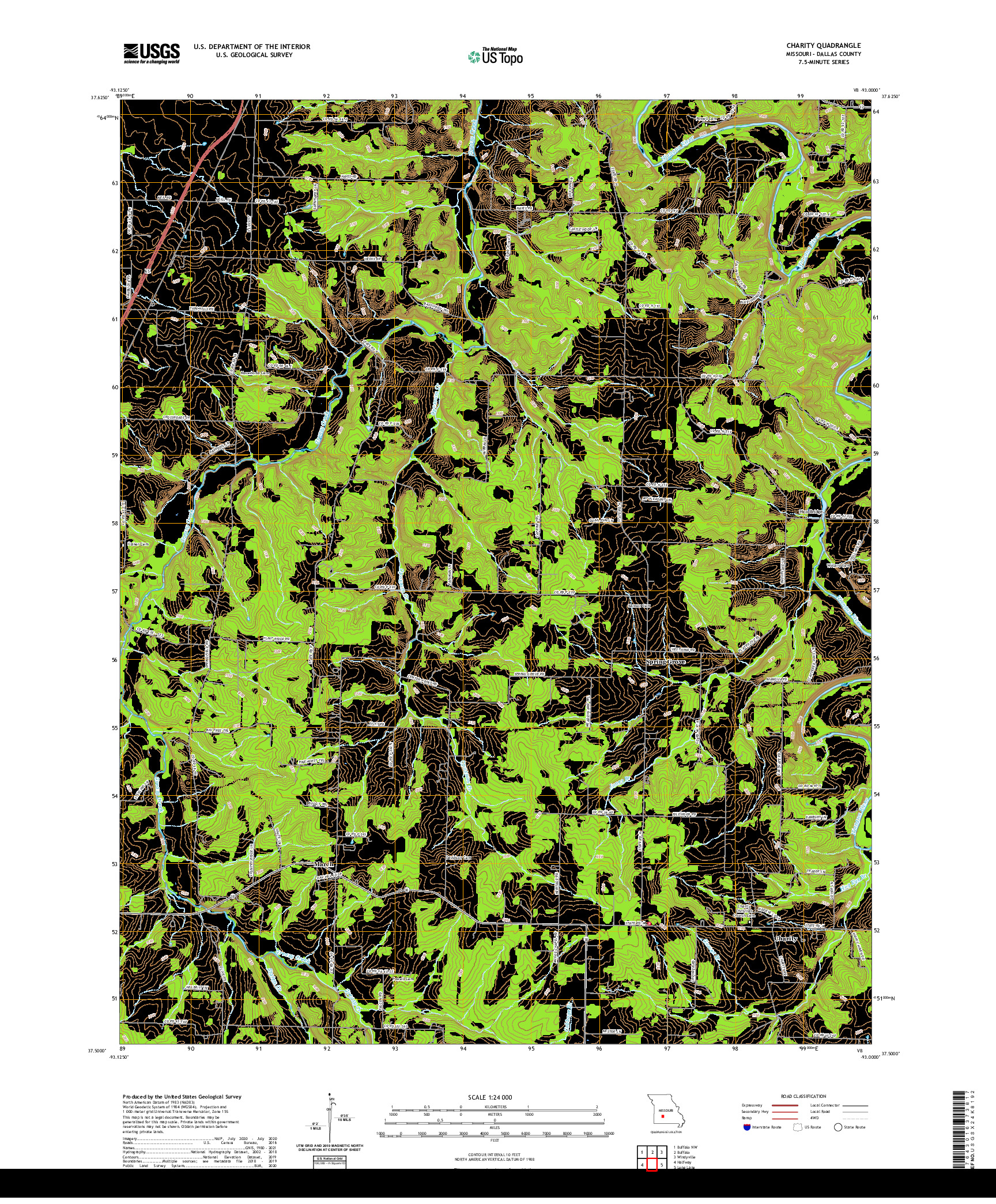 USGS US TOPO 7.5-MINUTE MAP FOR CHARITY, MO 2021