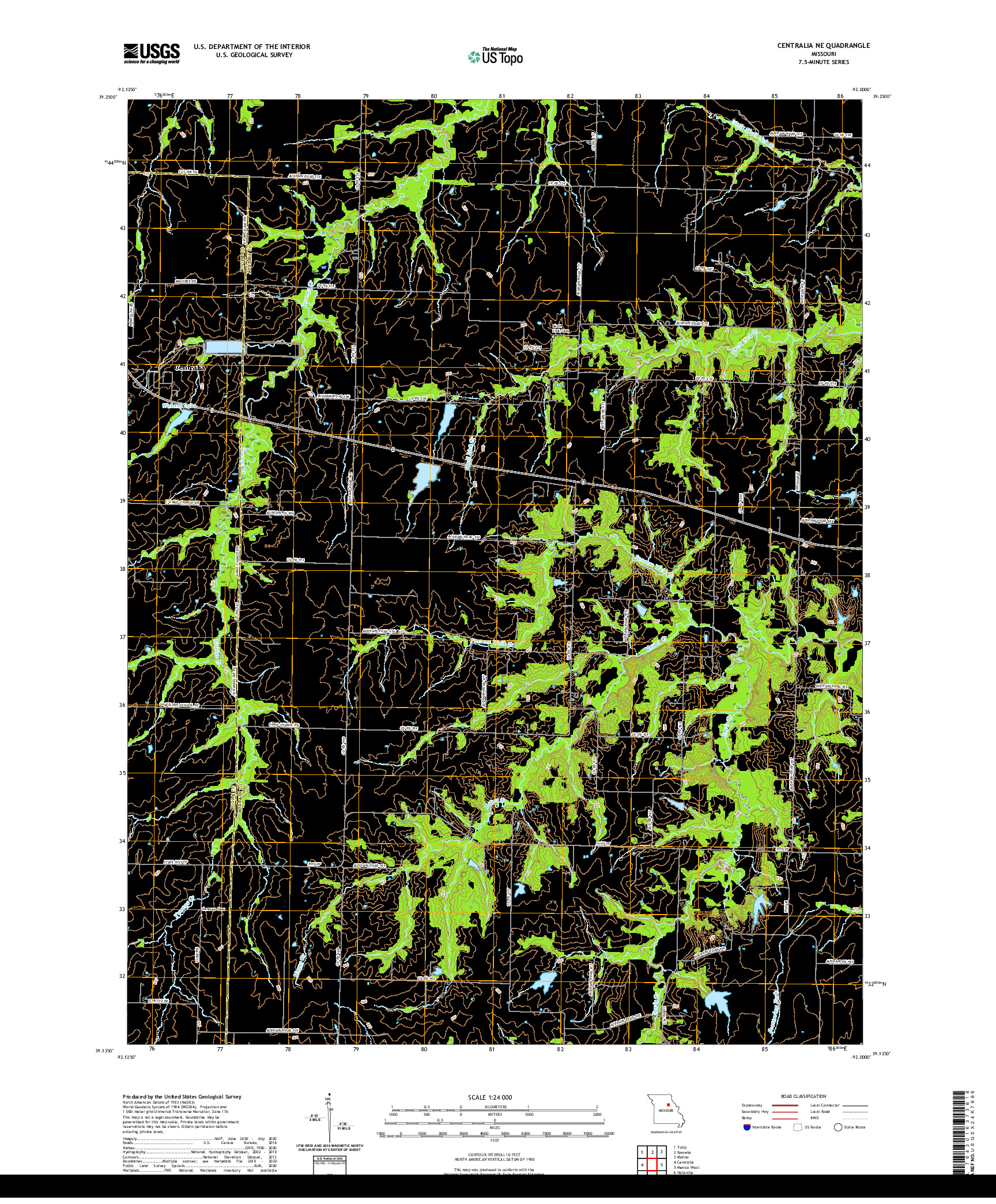 USGS US TOPO 7.5-MINUTE MAP FOR CENTRALIA NE, MO 2021