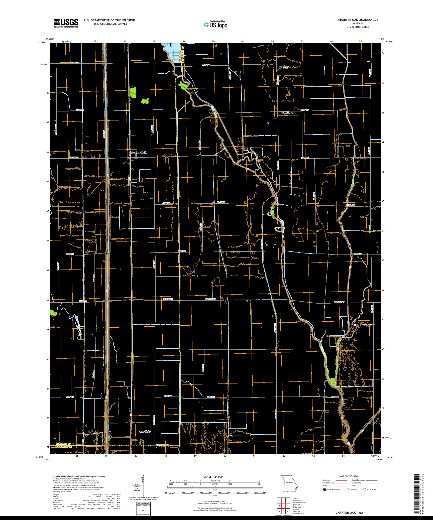 USGS US TOPO 7.5-MINUTE MAP FOR CHARTER OAK, MO 2021