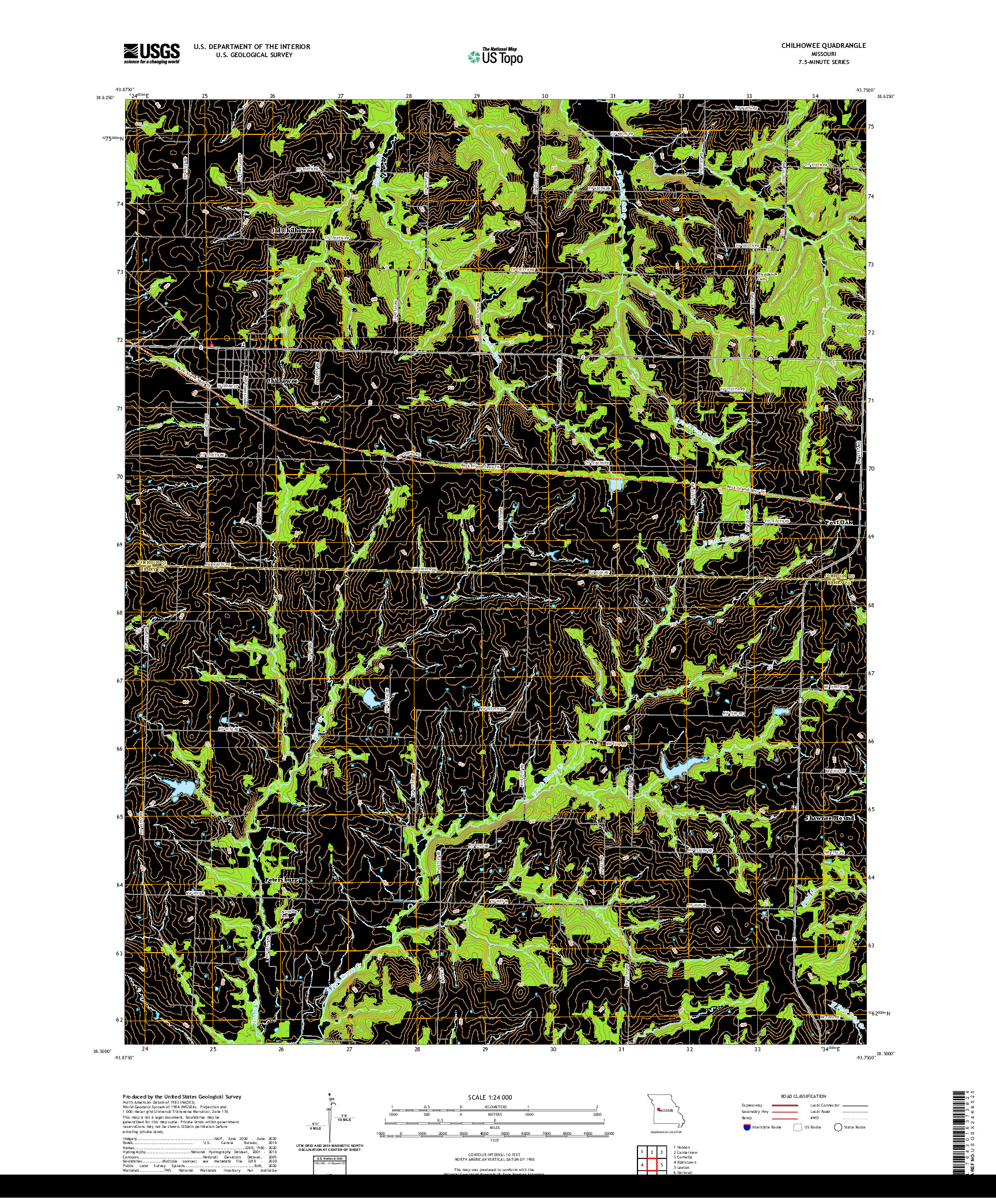 USGS US TOPO 7.5-MINUTE MAP FOR CHILHOWEE, MO 2021