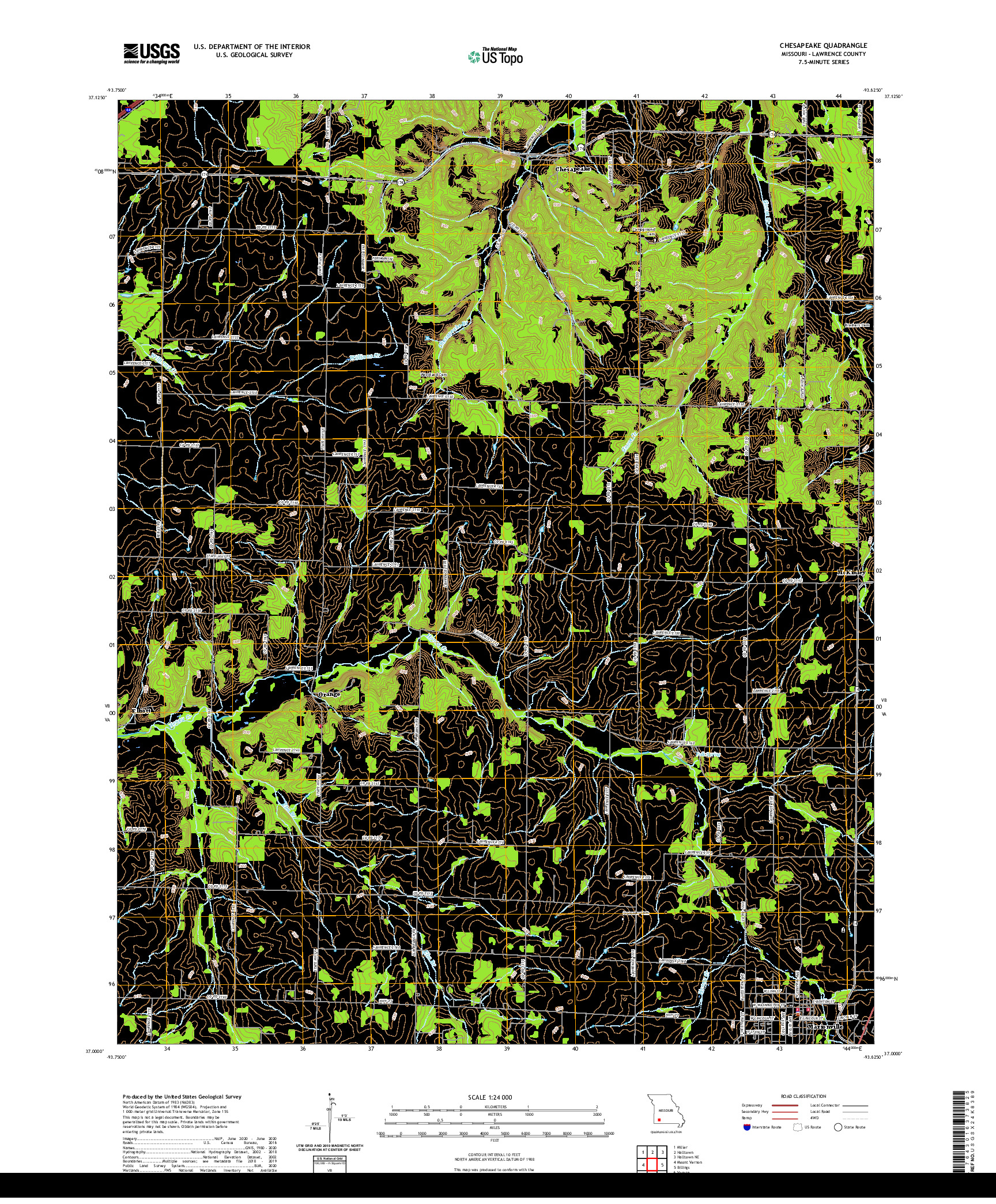 USGS US TOPO 7.5-MINUTE MAP FOR CHESAPEAKE, MO 2021