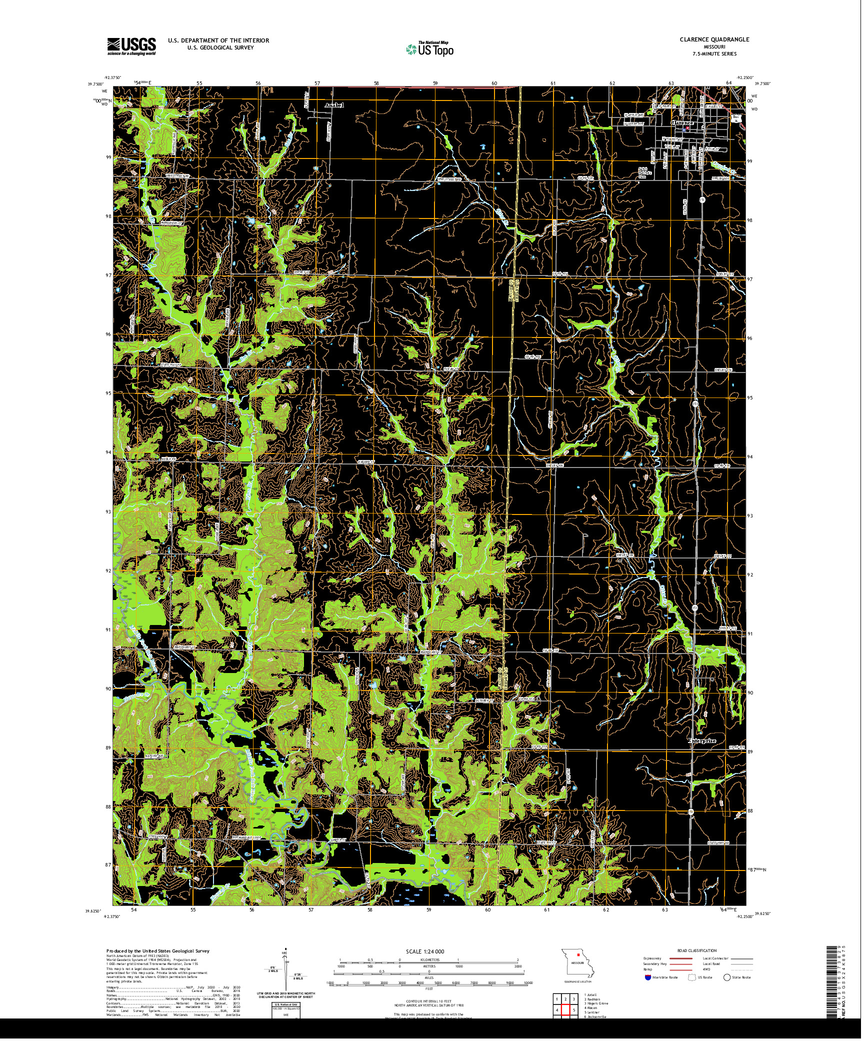 USGS US TOPO 7.5-MINUTE MAP FOR CLARENCE, MO 2021