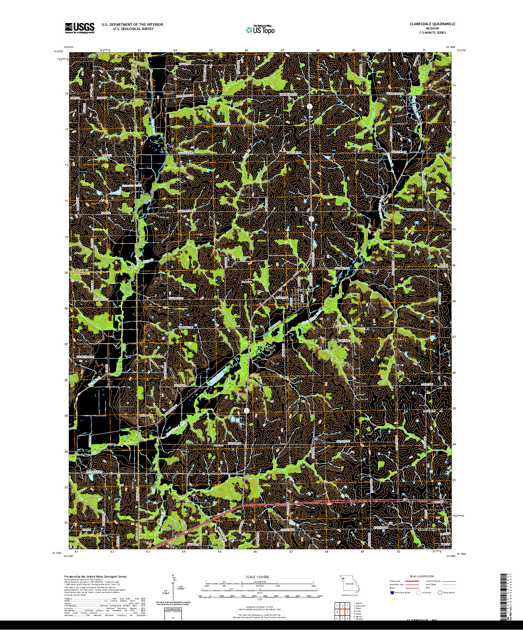 USGS US TOPO 7.5-MINUTE MAP FOR CLARKSDALE, MO 2021