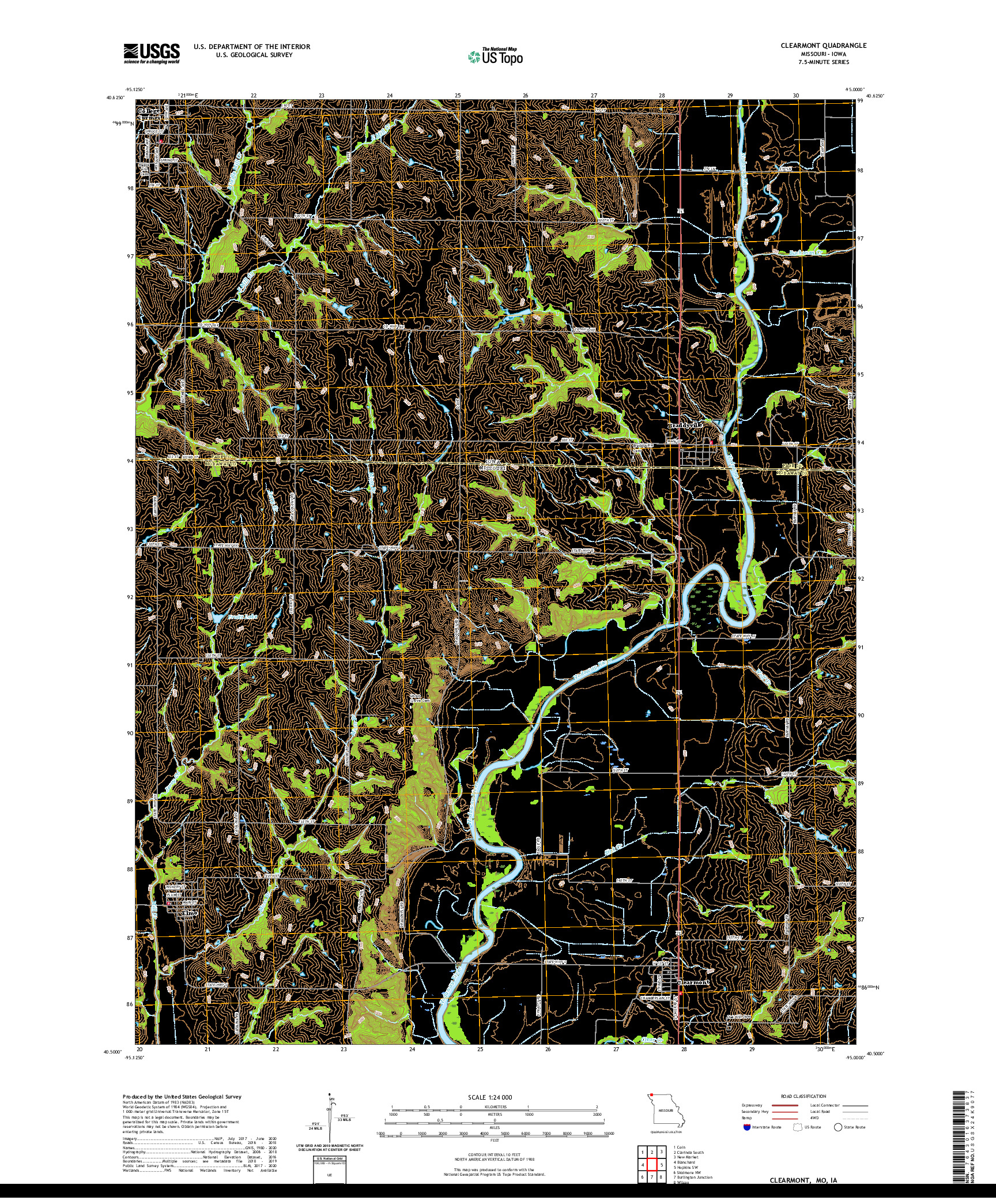 USGS US TOPO 7.5-MINUTE MAP FOR CLEARMONT, MO,IA 2021
