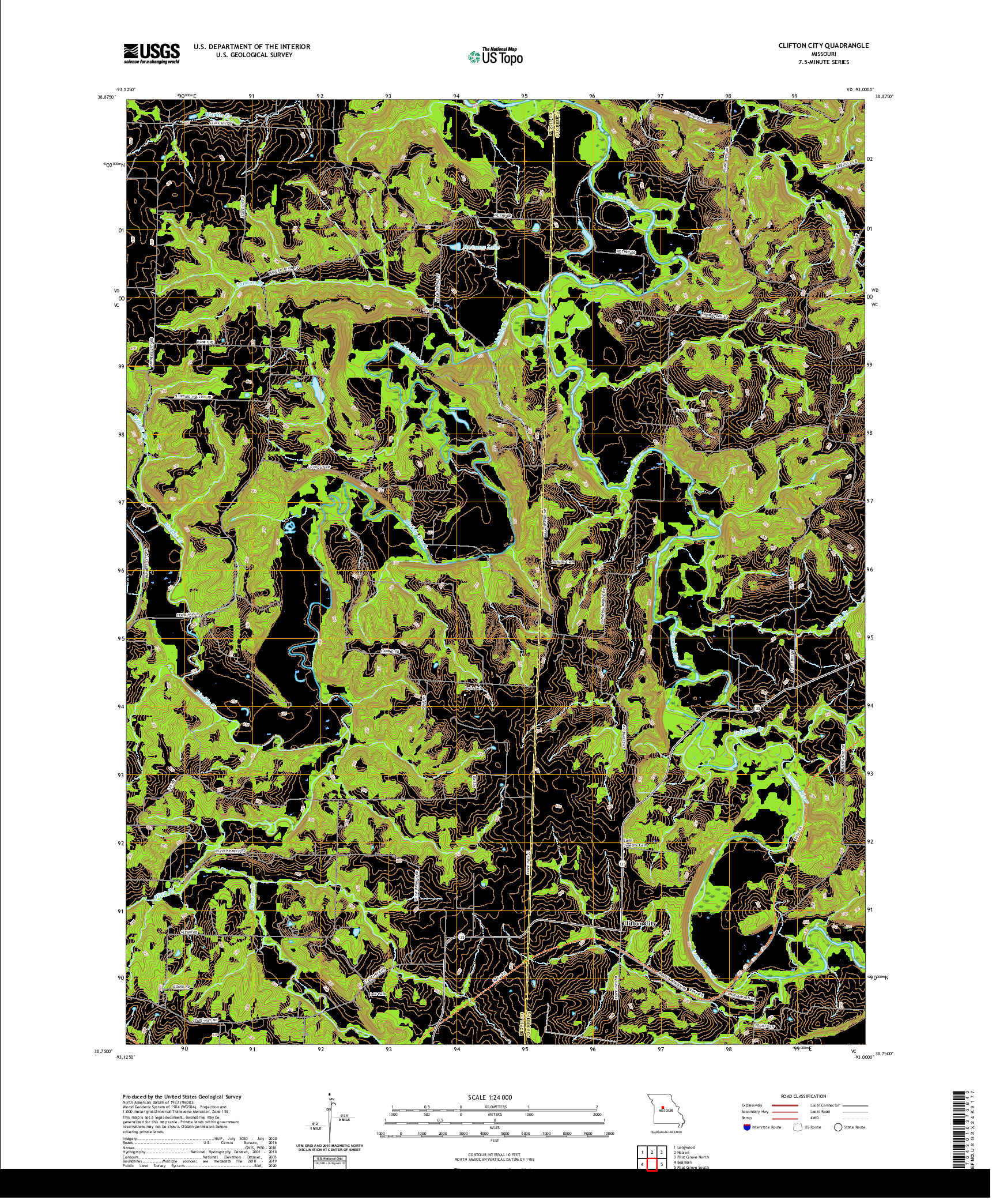 USGS US TOPO 7.5-MINUTE MAP FOR CLIFTON CITY, MO 2021