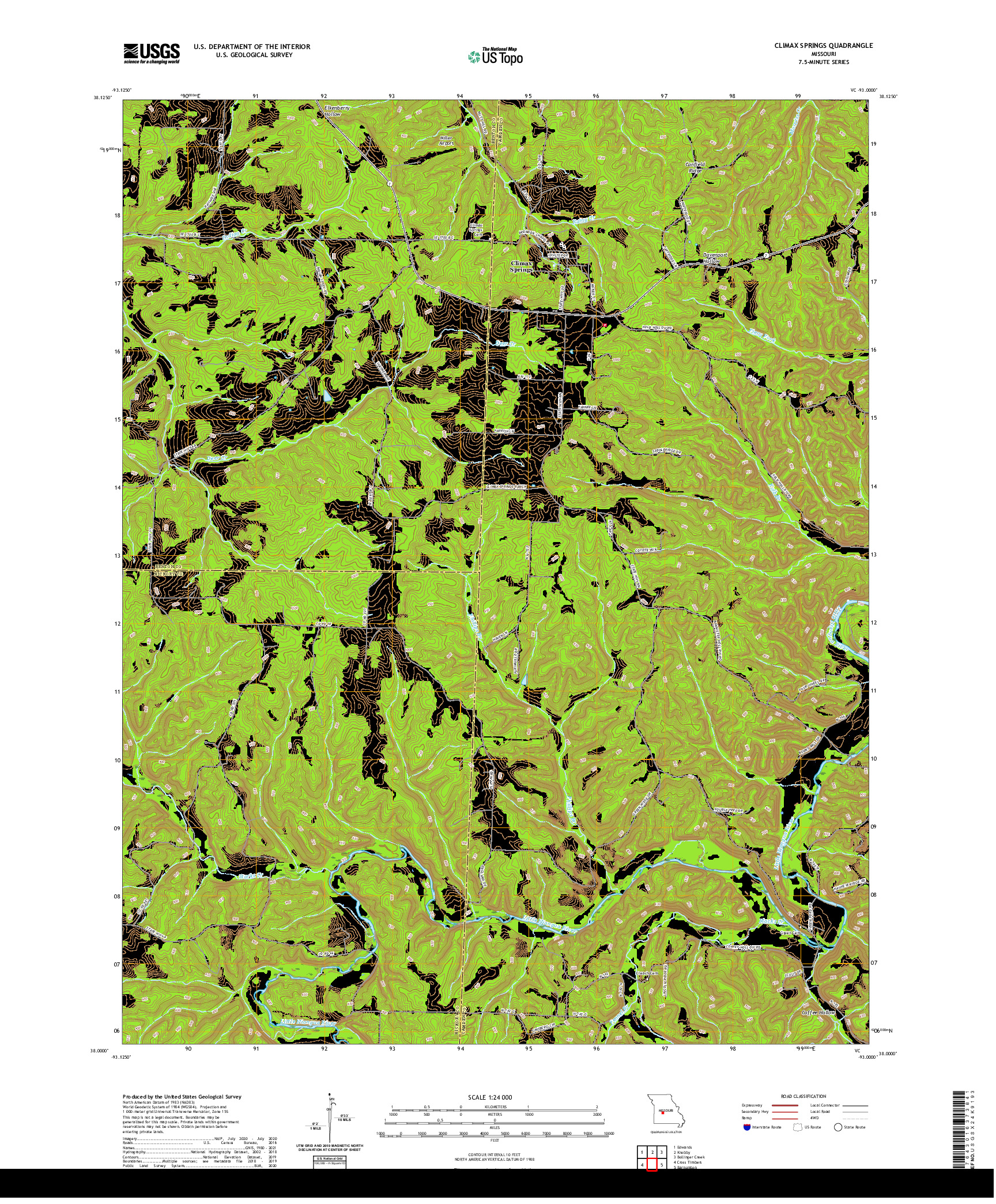 USGS US TOPO 7.5-MINUTE MAP FOR CLIMAX SPRINGS, MO 2021