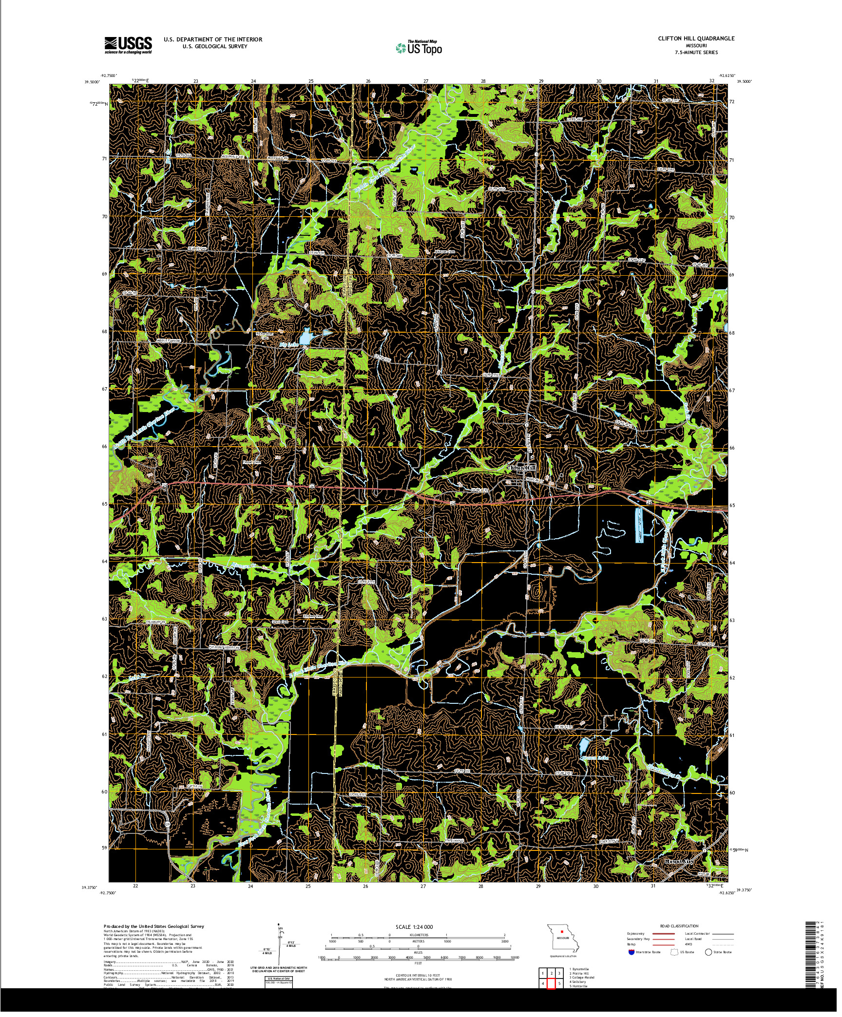 USGS US TOPO 7.5-MINUTE MAP FOR CLIFTON HILL, MO 2021