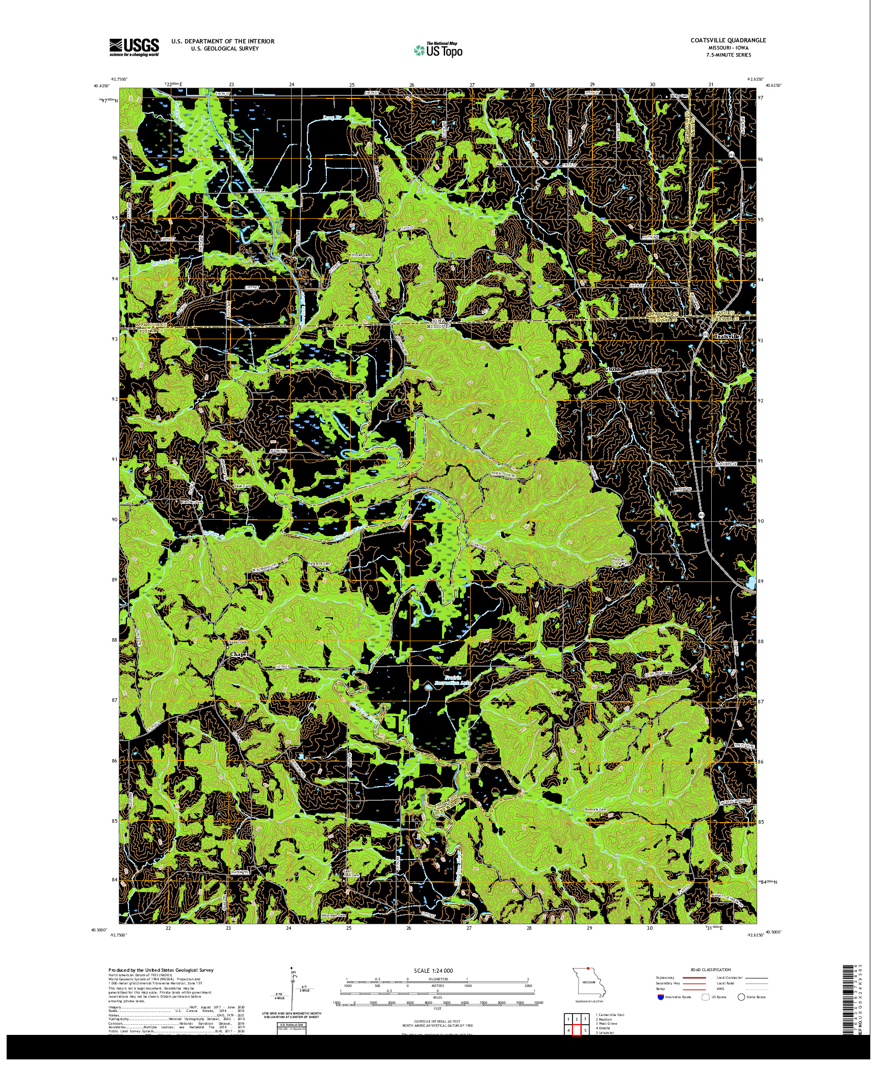 USGS US TOPO 7.5-MINUTE MAP FOR COATSVILLE, MO,IA 2021