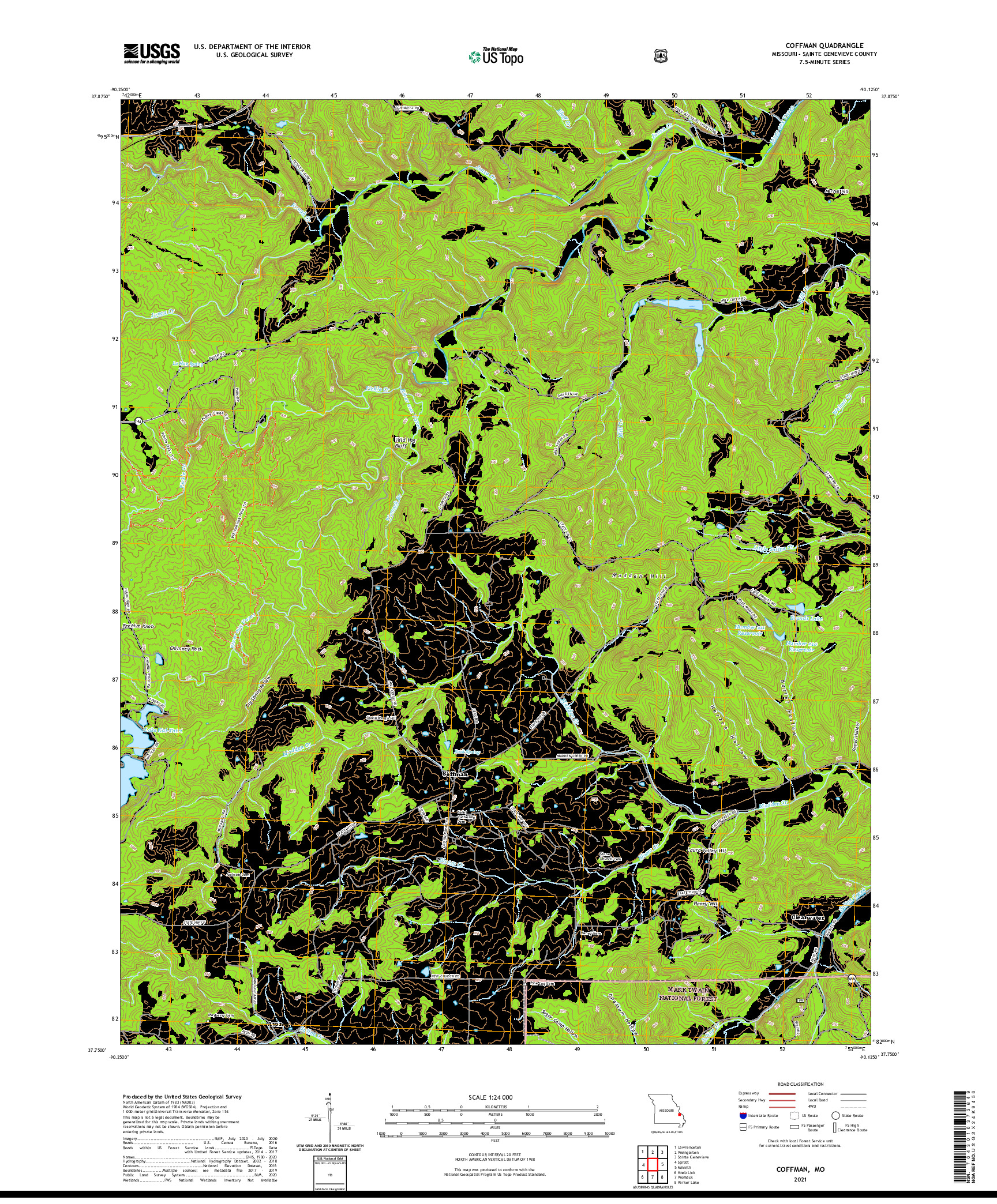 USGS US TOPO 7.5-MINUTE MAP FOR COFFMAN, MO 2021