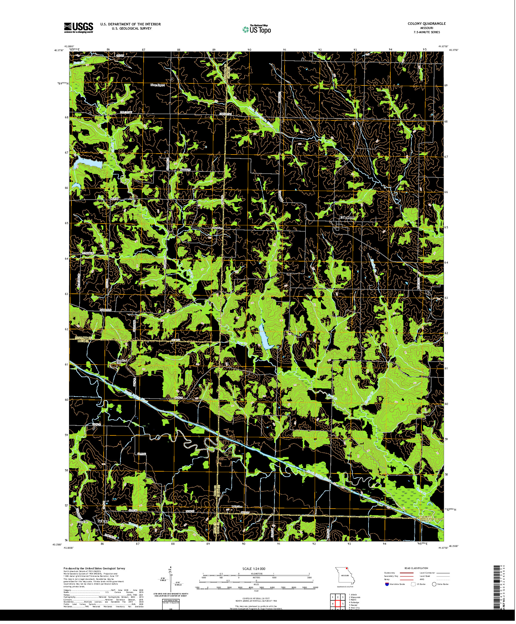USGS US TOPO 7.5-MINUTE MAP FOR COLONY, MO 2021