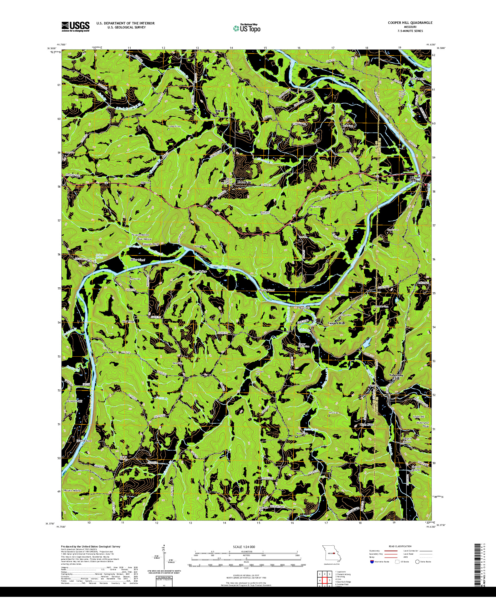 USGS US TOPO 7.5-MINUTE MAP FOR COOPER HILL, MO 2021