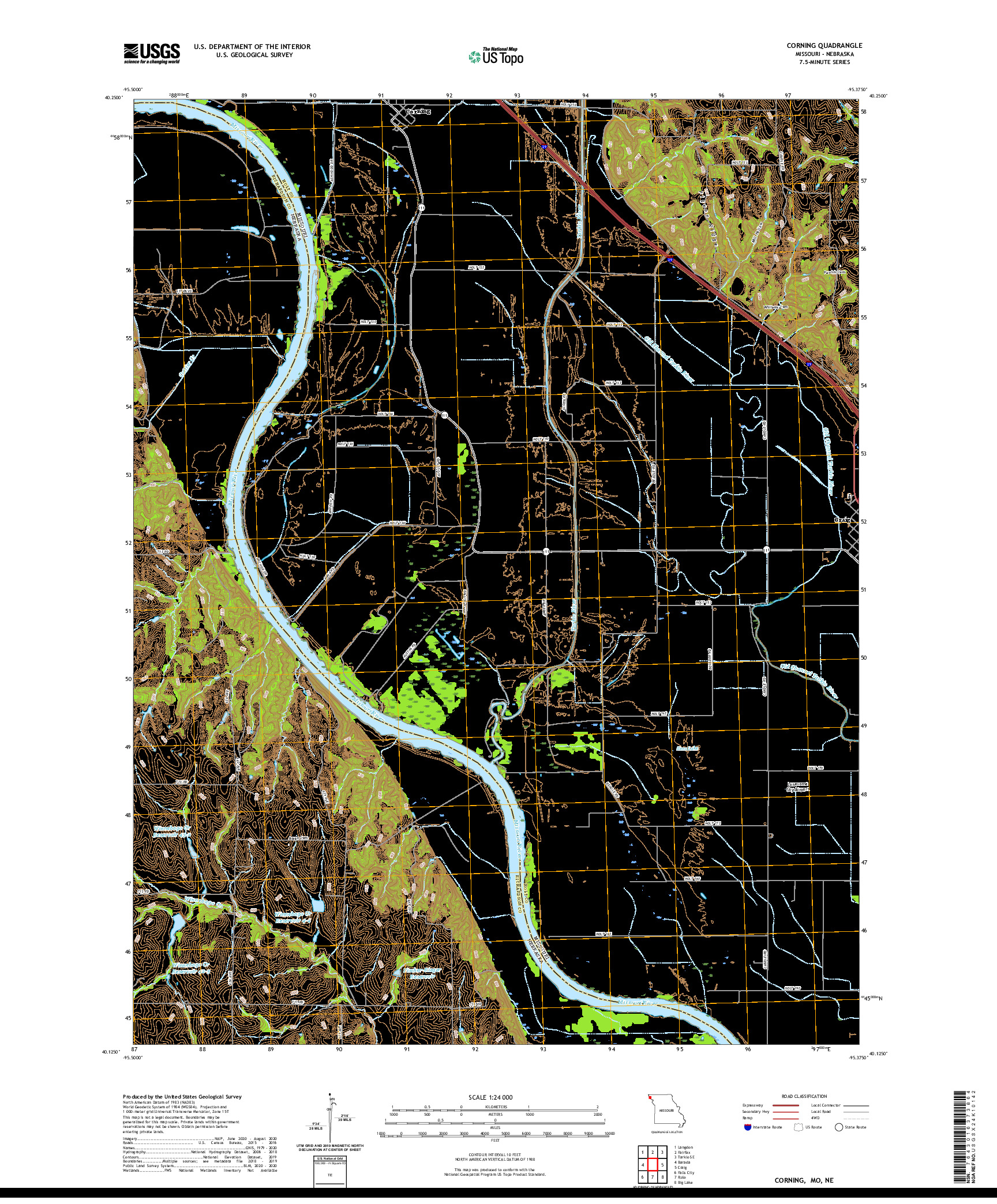USGS US TOPO 7.5-MINUTE MAP FOR CORNING, MO,NE 2021
