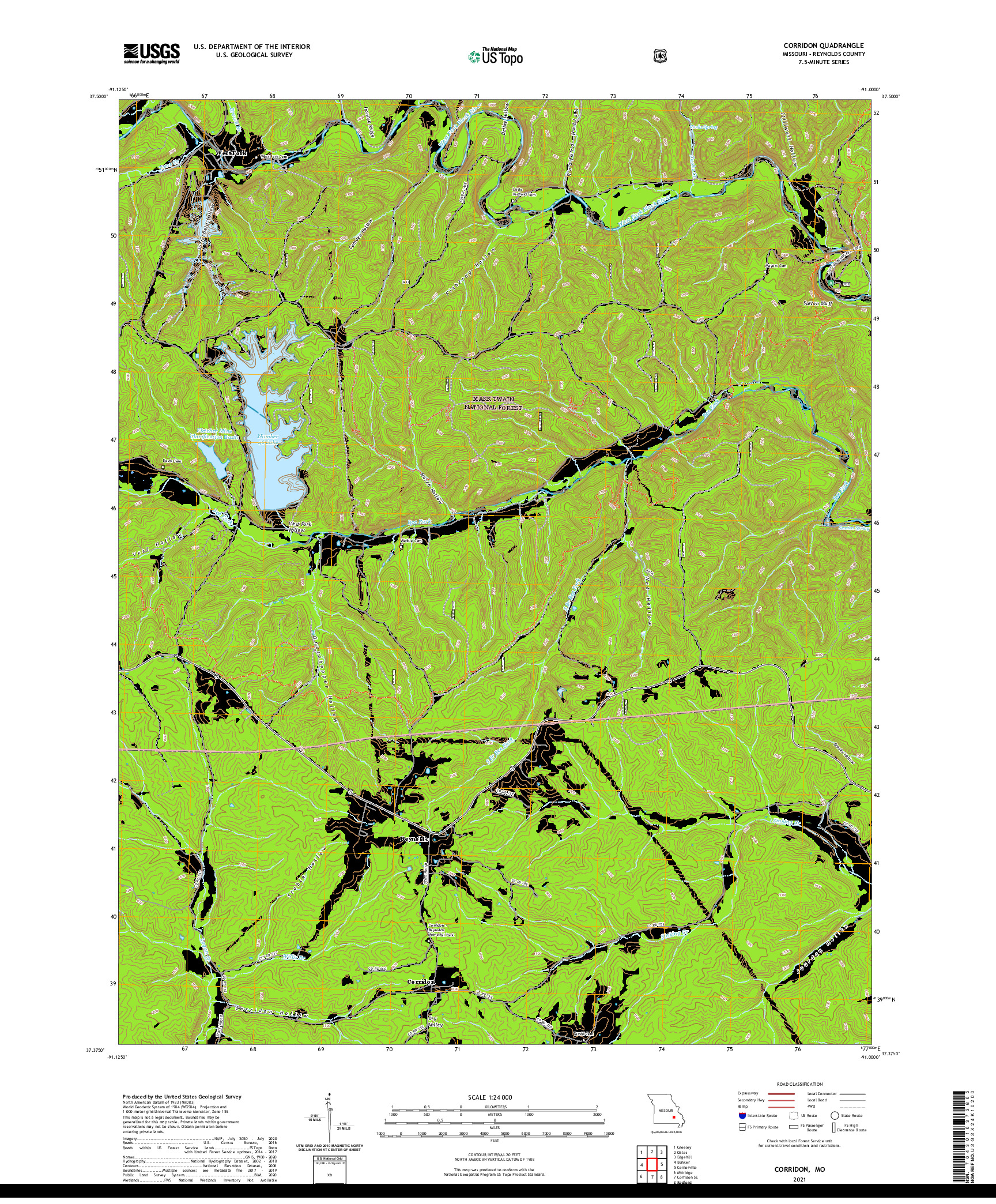 USGS US TOPO 7.5-MINUTE MAP FOR CORRIDON, MO 2021