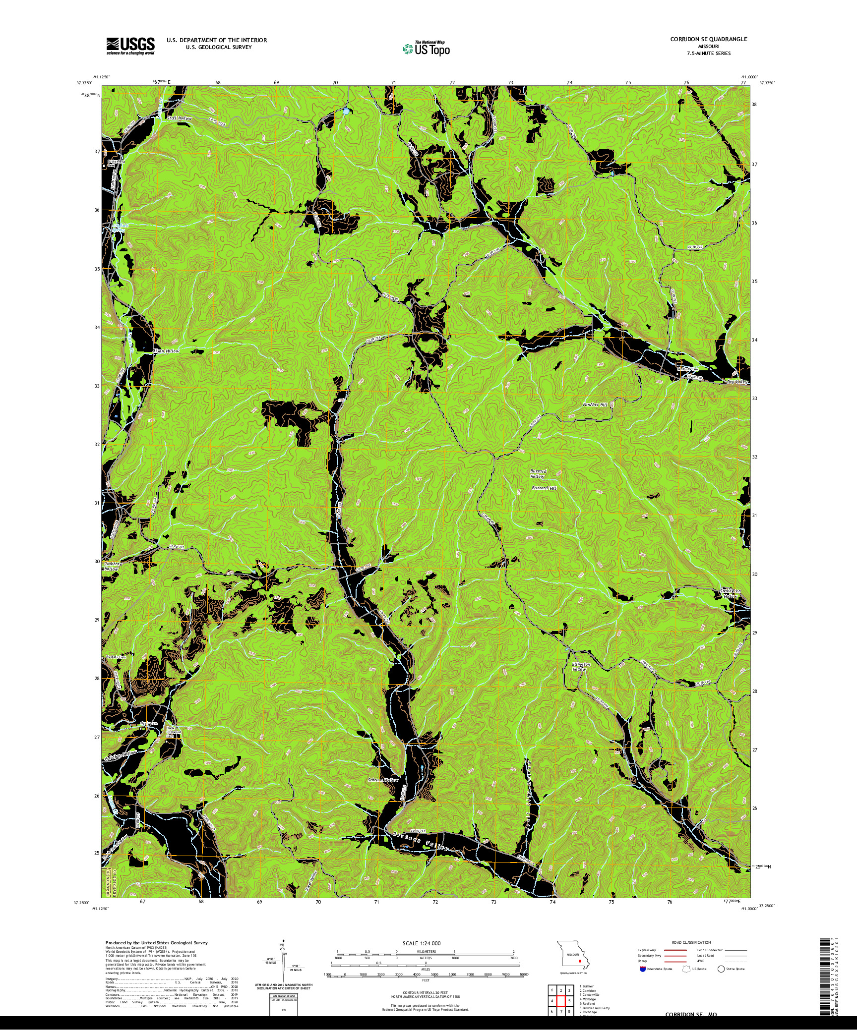 USGS US TOPO 7.5-MINUTE MAP FOR CORRIDON SE, MO 2021