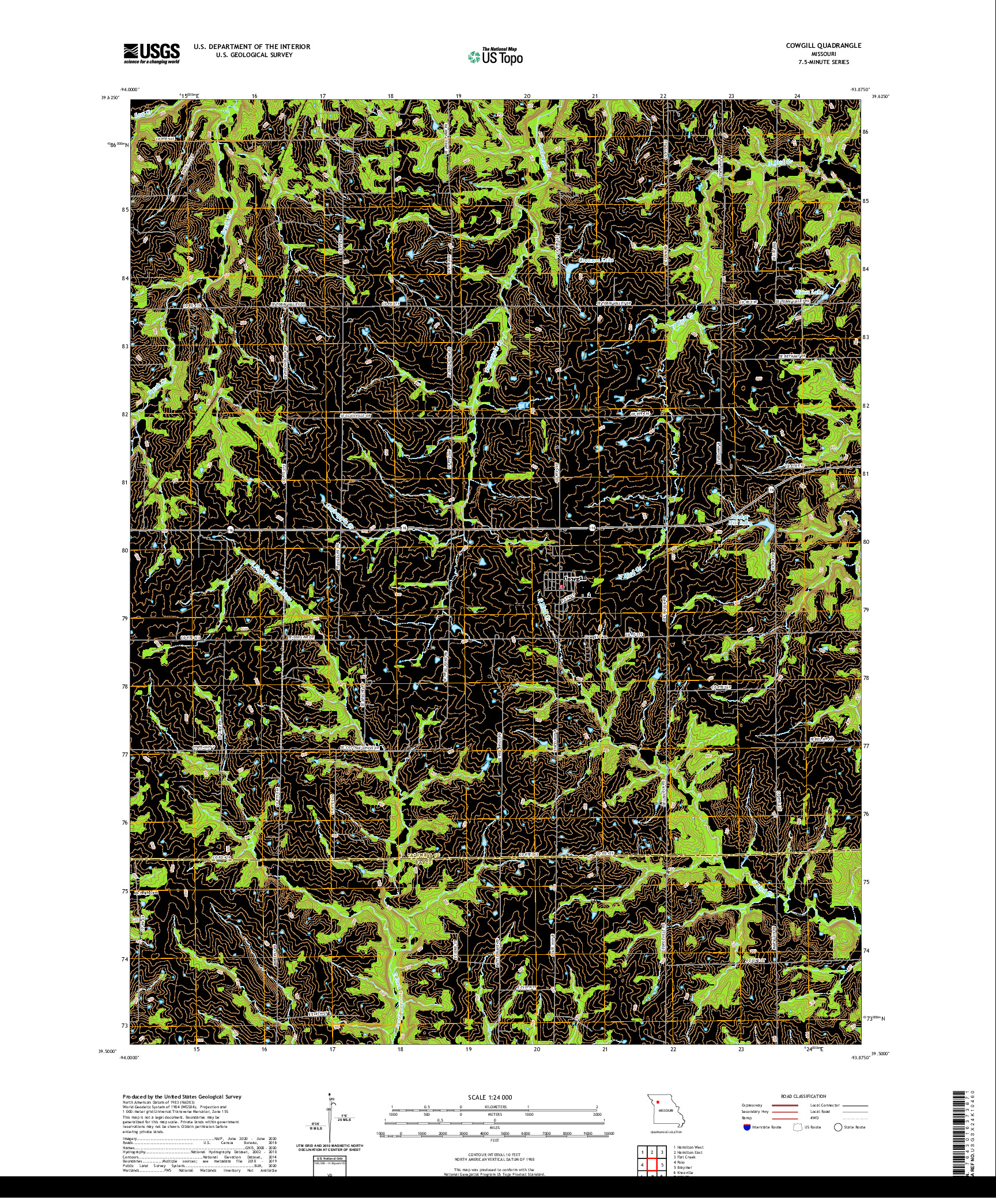 USGS US TOPO 7.5-MINUTE MAP FOR COWGILL, MO 2021