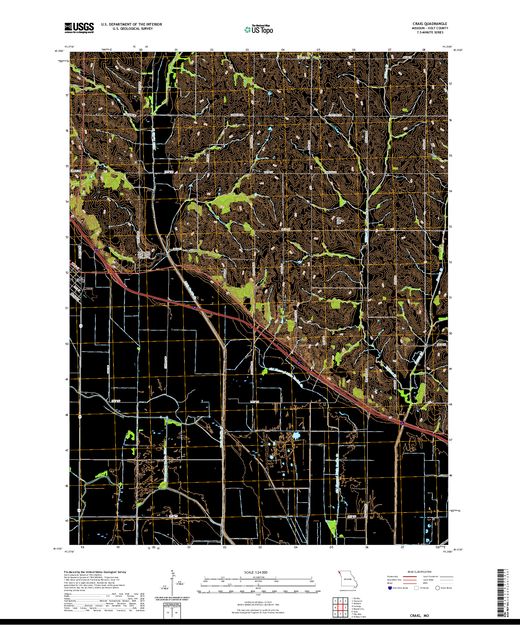 USGS US TOPO 7.5-MINUTE MAP FOR CRAIG, MO 2021