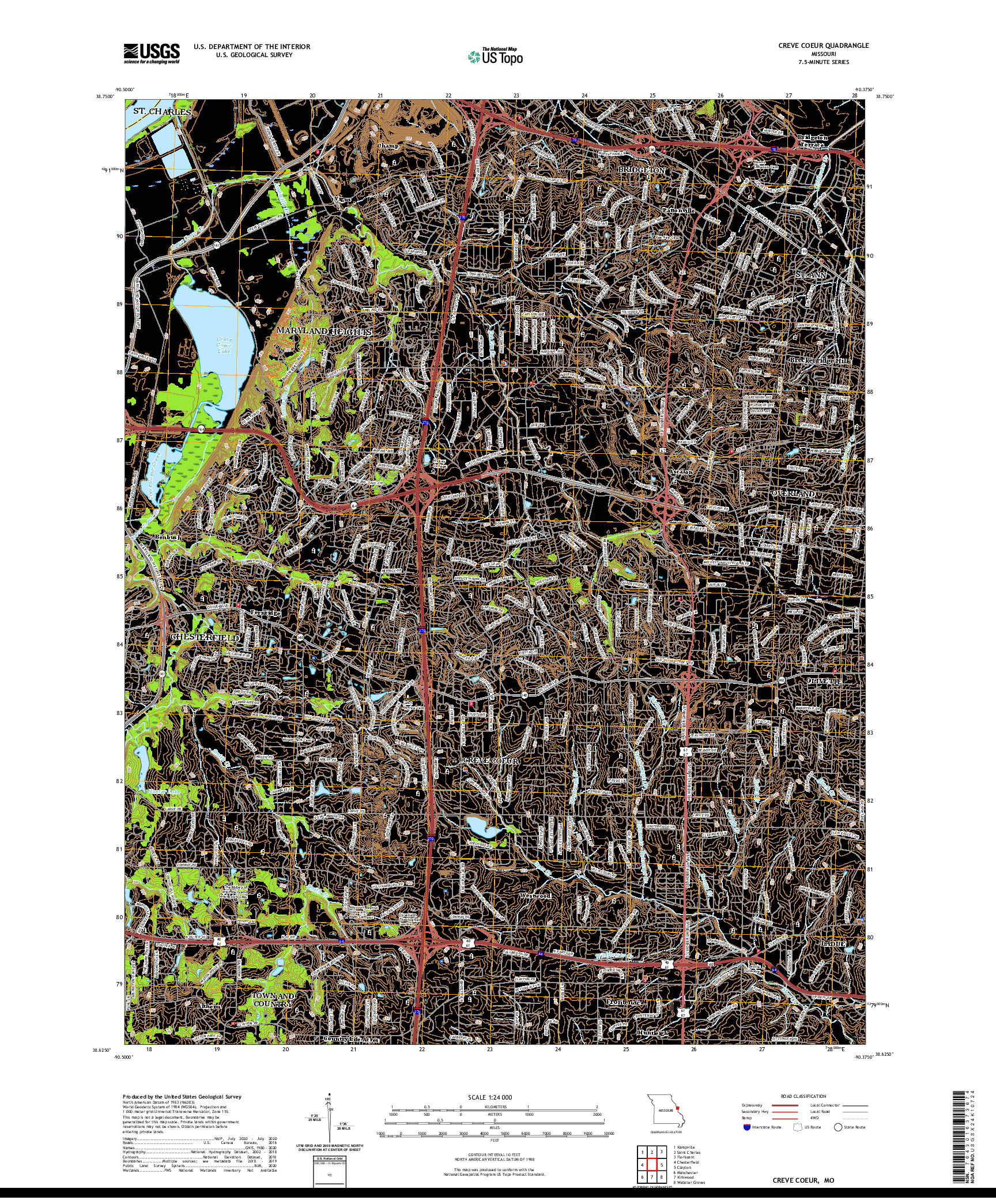 USGS US TOPO 7.5-MINUTE MAP FOR CREVE COEUR, MO 2021