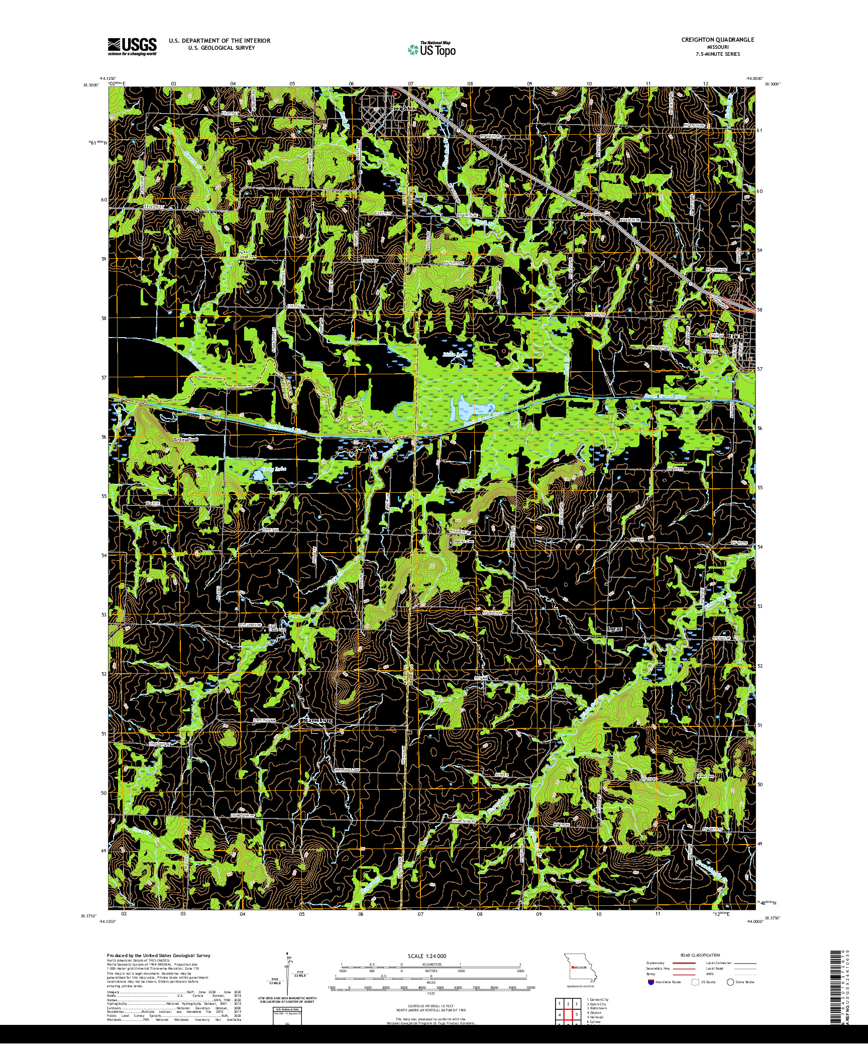 USGS US TOPO 7.5-MINUTE MAP FOR CREIGHTON, MO 2021