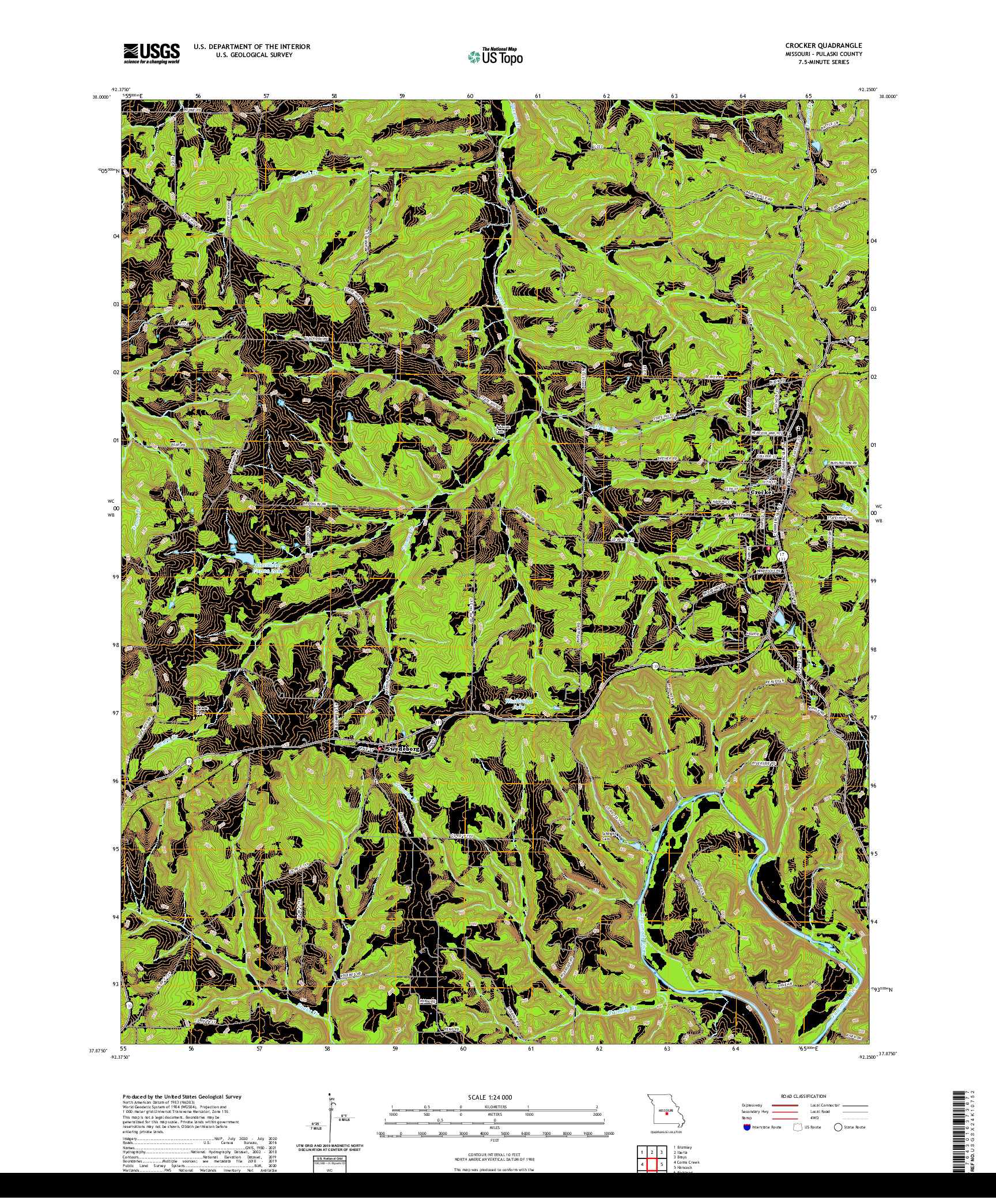 USGS US TOPO 7.5-MINUTE MAP FOR CROCKER, MO 2021