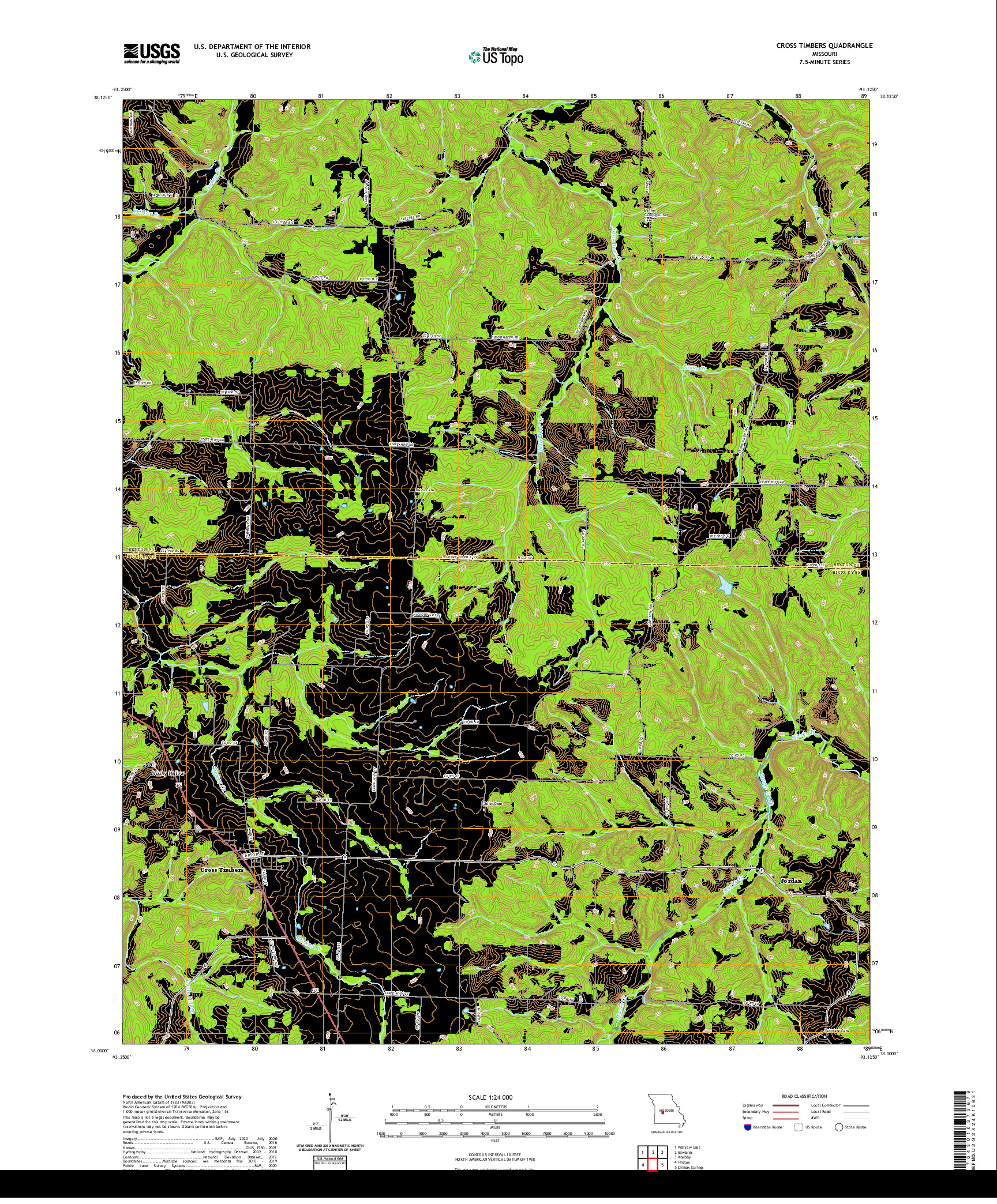 USGS US TOPO 7.5-MINUTE MAP FOR CROSS TIMBERS, MO 2021