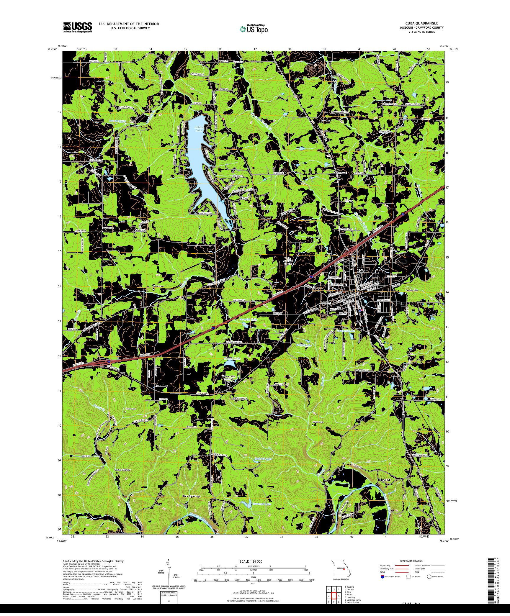 USGS US TOPO 7.5-MINUTE MAP FOR CUBA, MO 2021