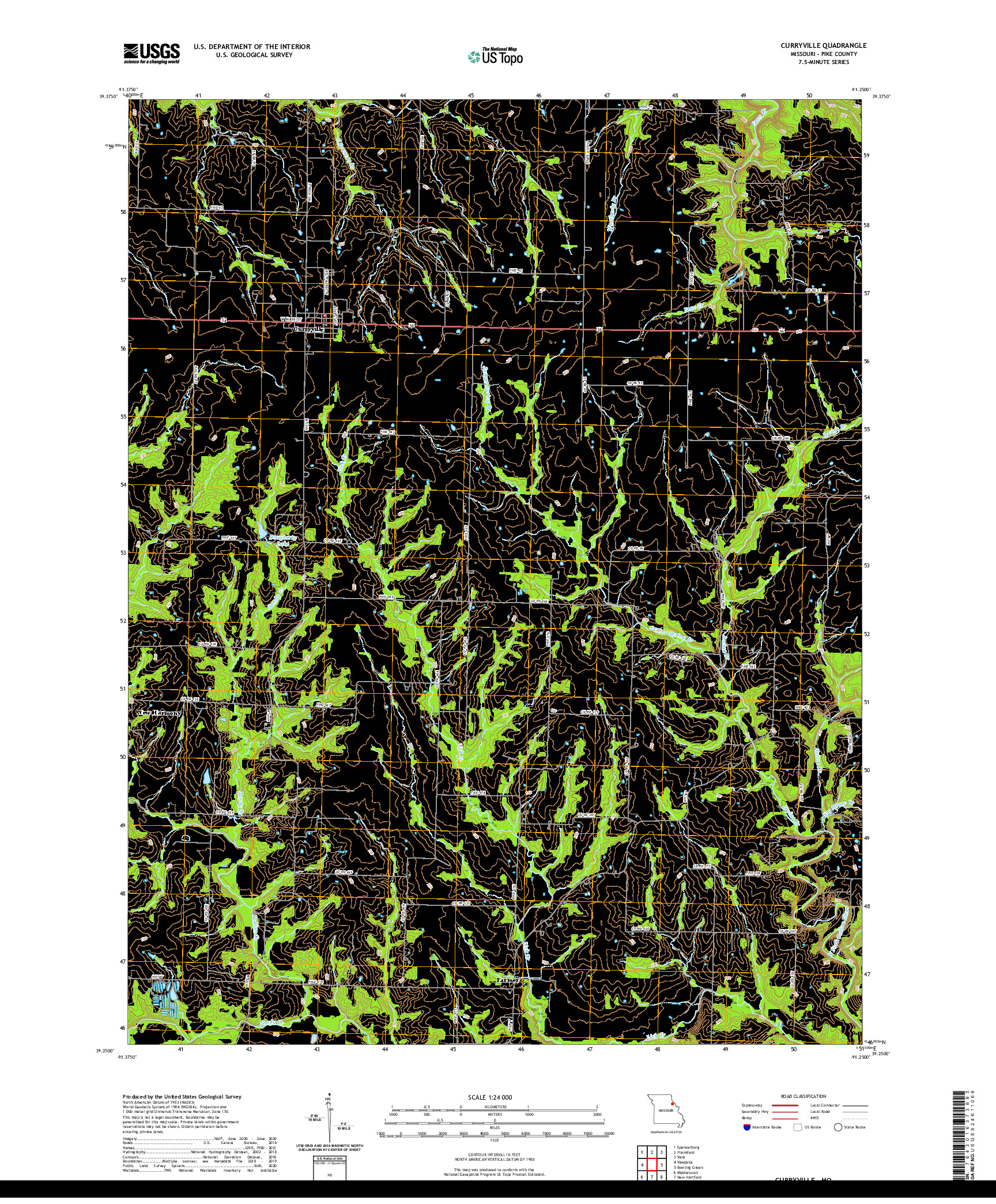 USGS US TOPO 7.5-MINUTE MAP FOR CURRYVILLE, MO 2021