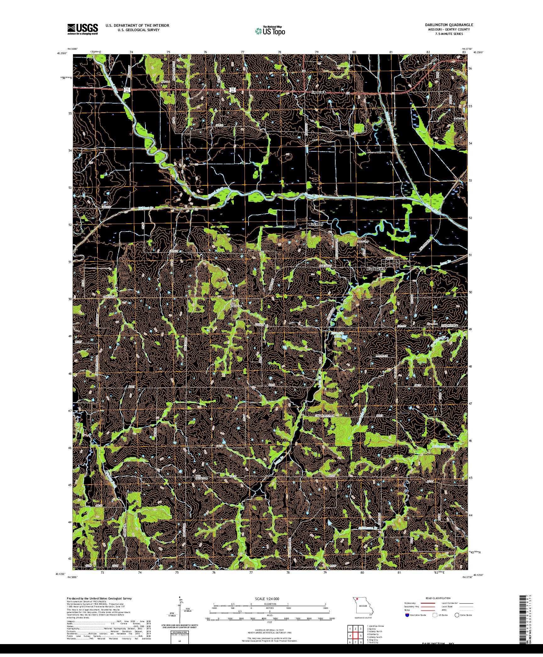 USGS US TOPO 7.5-MINUTE MAP FOR DARLINGTON, MO 2021