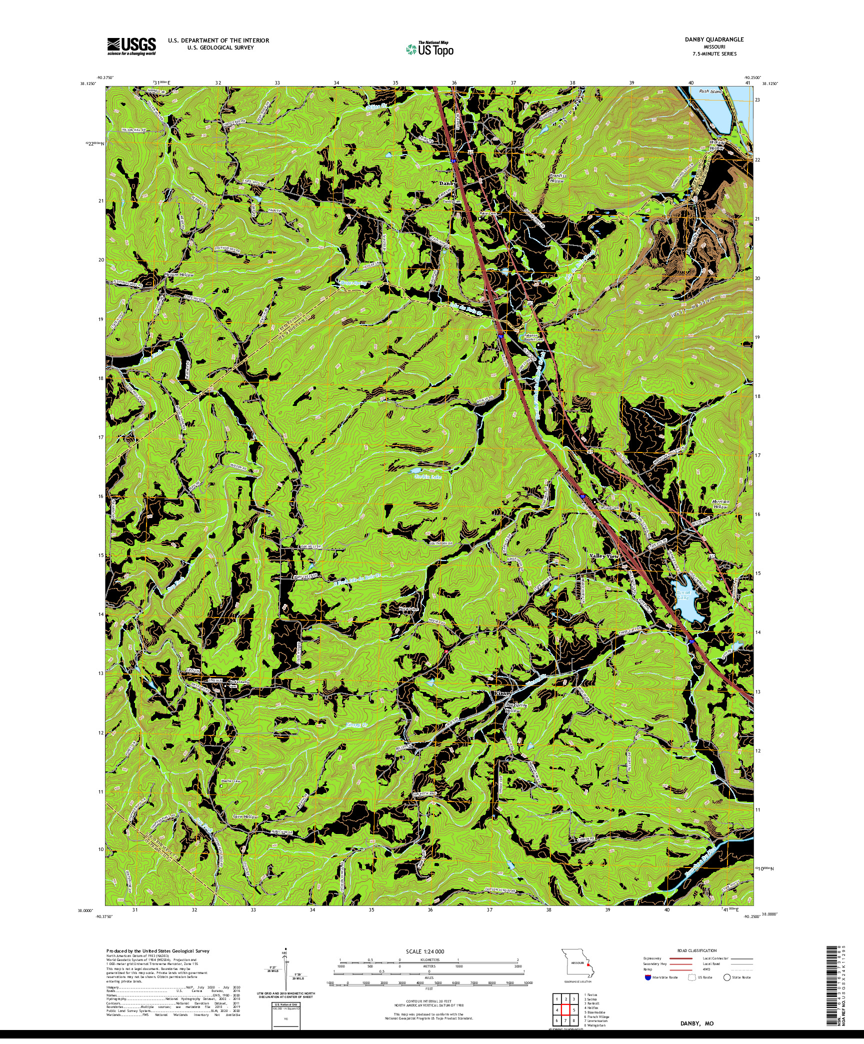 USGS US TOPO 7.5-MINUTE MAP FOR DANBY, MO 2021