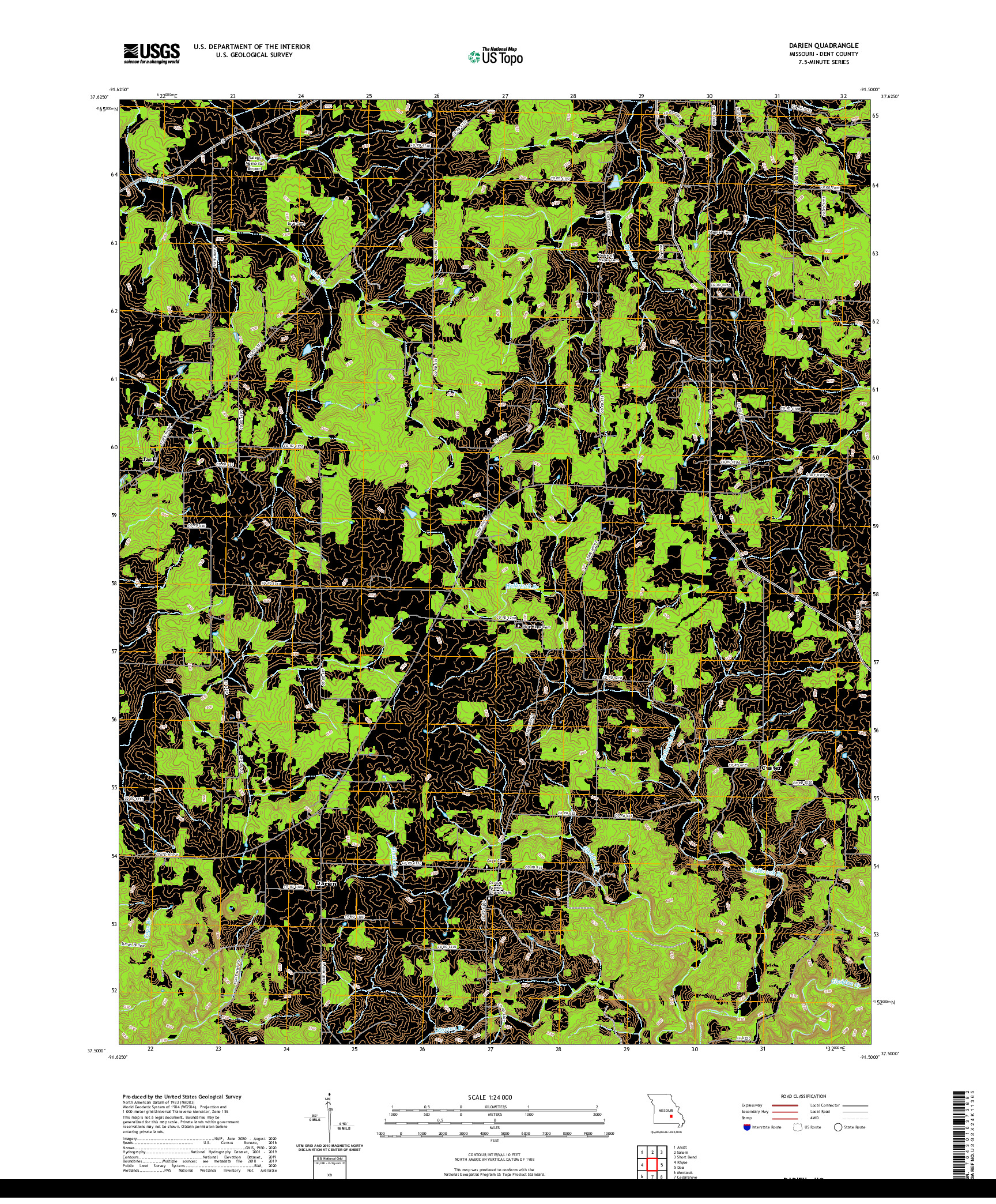 USGS US TOPO 7.5-MINUTE MAP FOR DARIEN, MO 2021