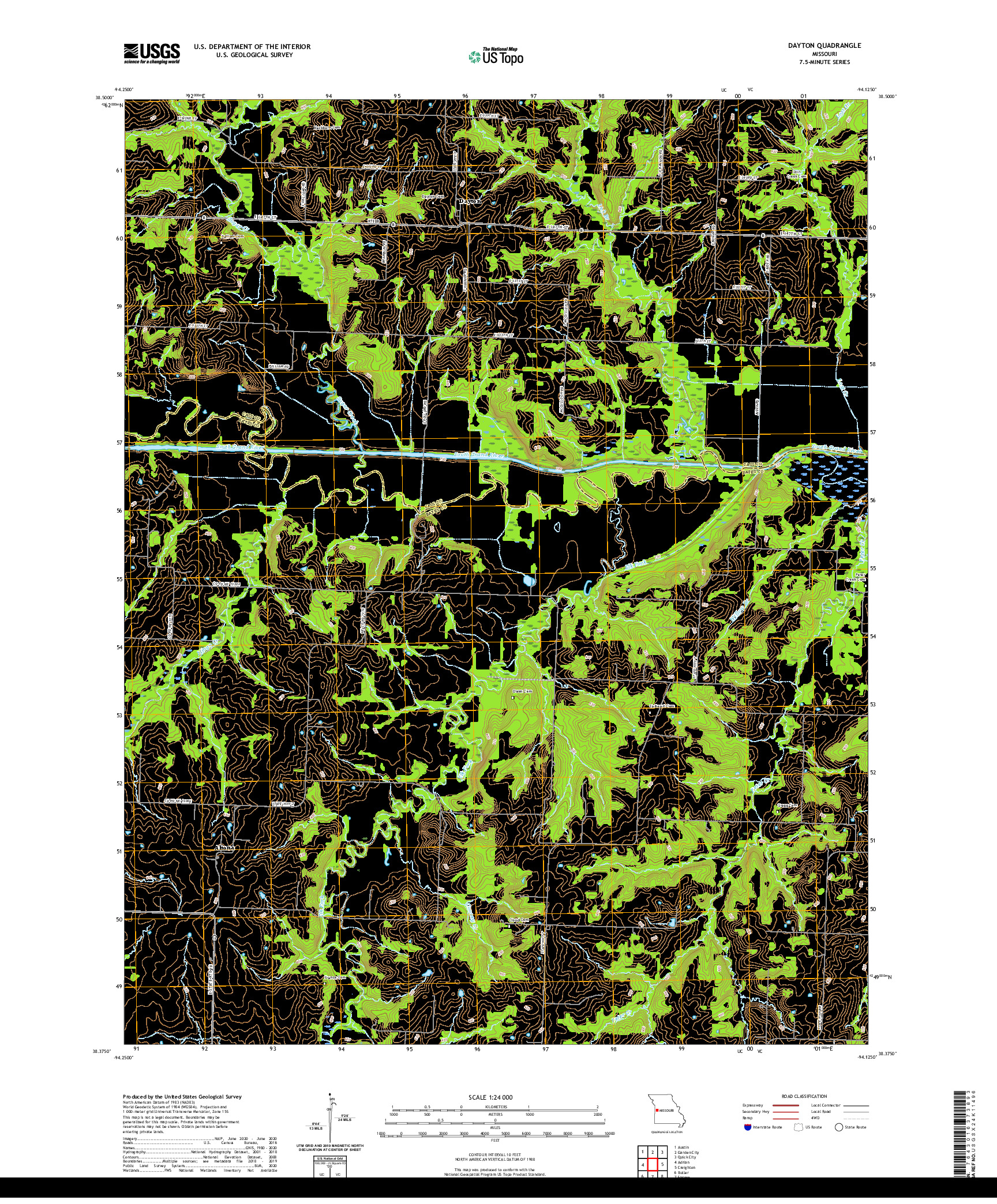 USGS US TOPO 7.5-MINUTE MAP FOR DAYTON, MO 2021