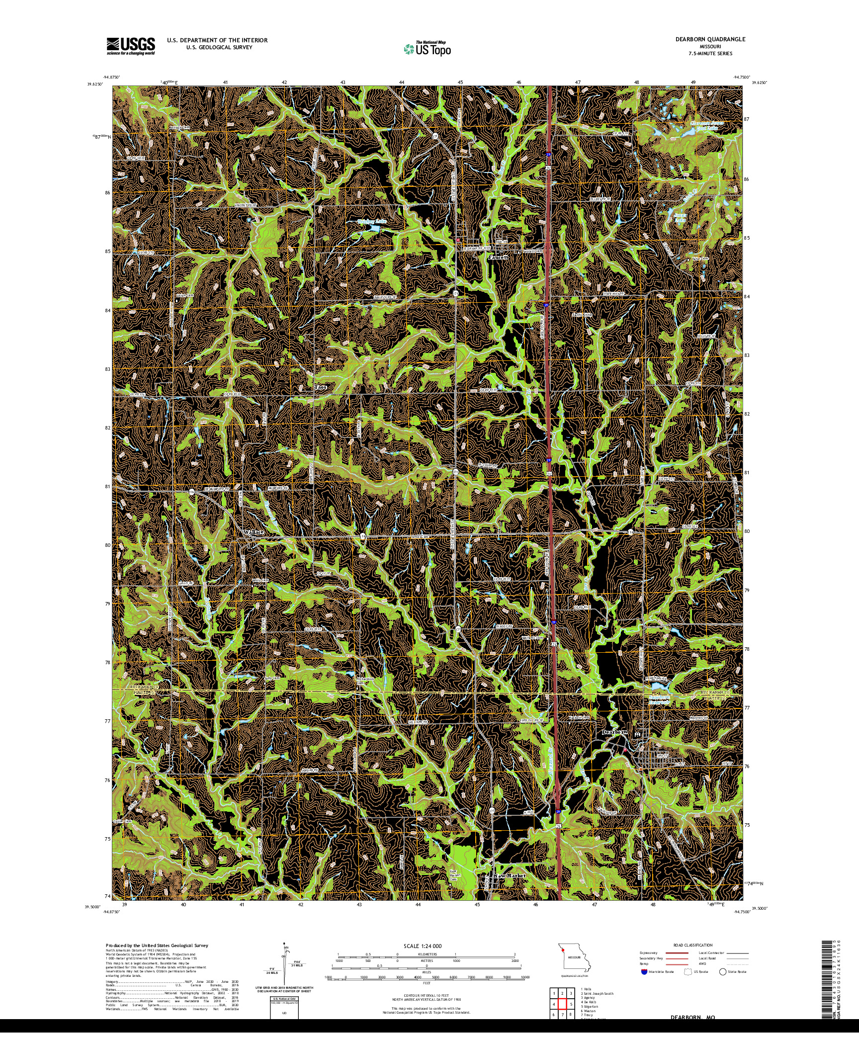 USGS US TOPO 7.5-MINUTE MAP FOR DEARBORN, MO 2021