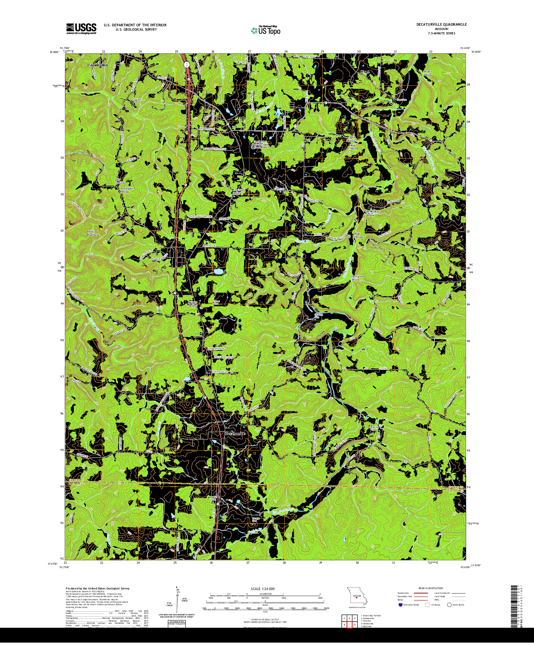 USGS US TOPO 7.5-MINUTE MAP FOR DECATURVILLE, MO 2021