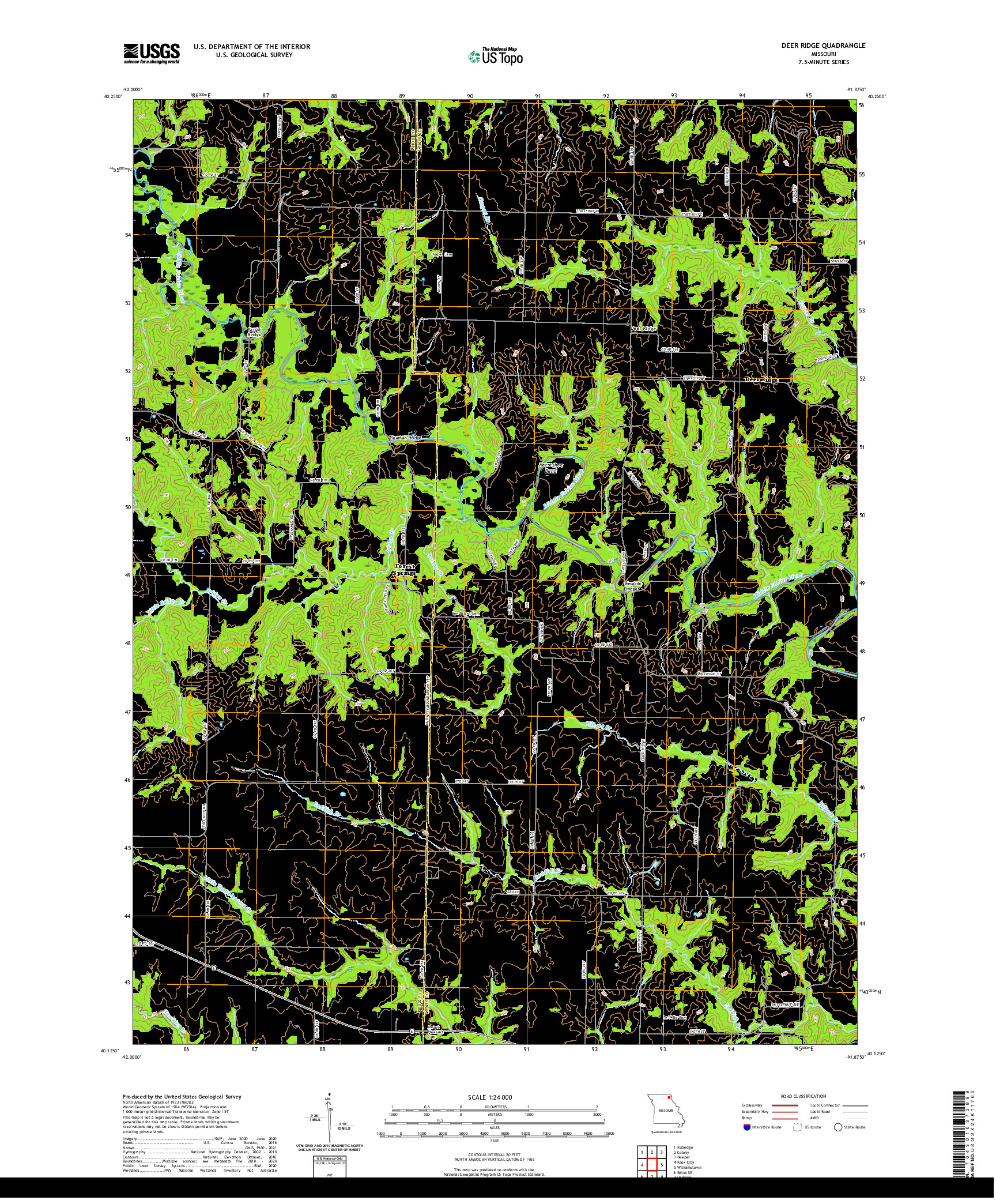 USGS US TOPO 7.5-MINUTE MAP FOR DEER RIDGE, MO 2021