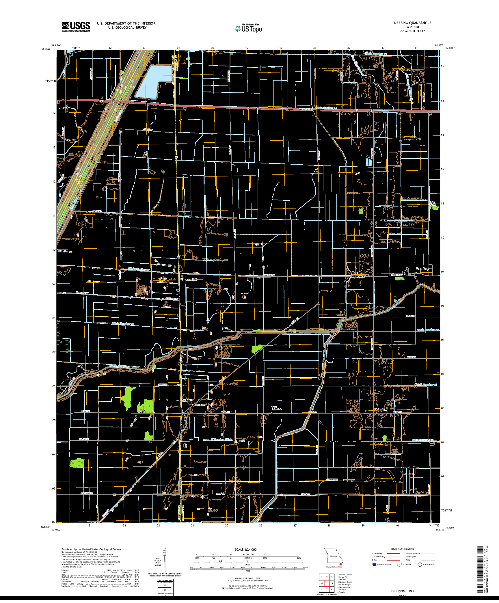 USGS US TOPO 7.5-MINUTE MAP FOR DEERING, MO 2021