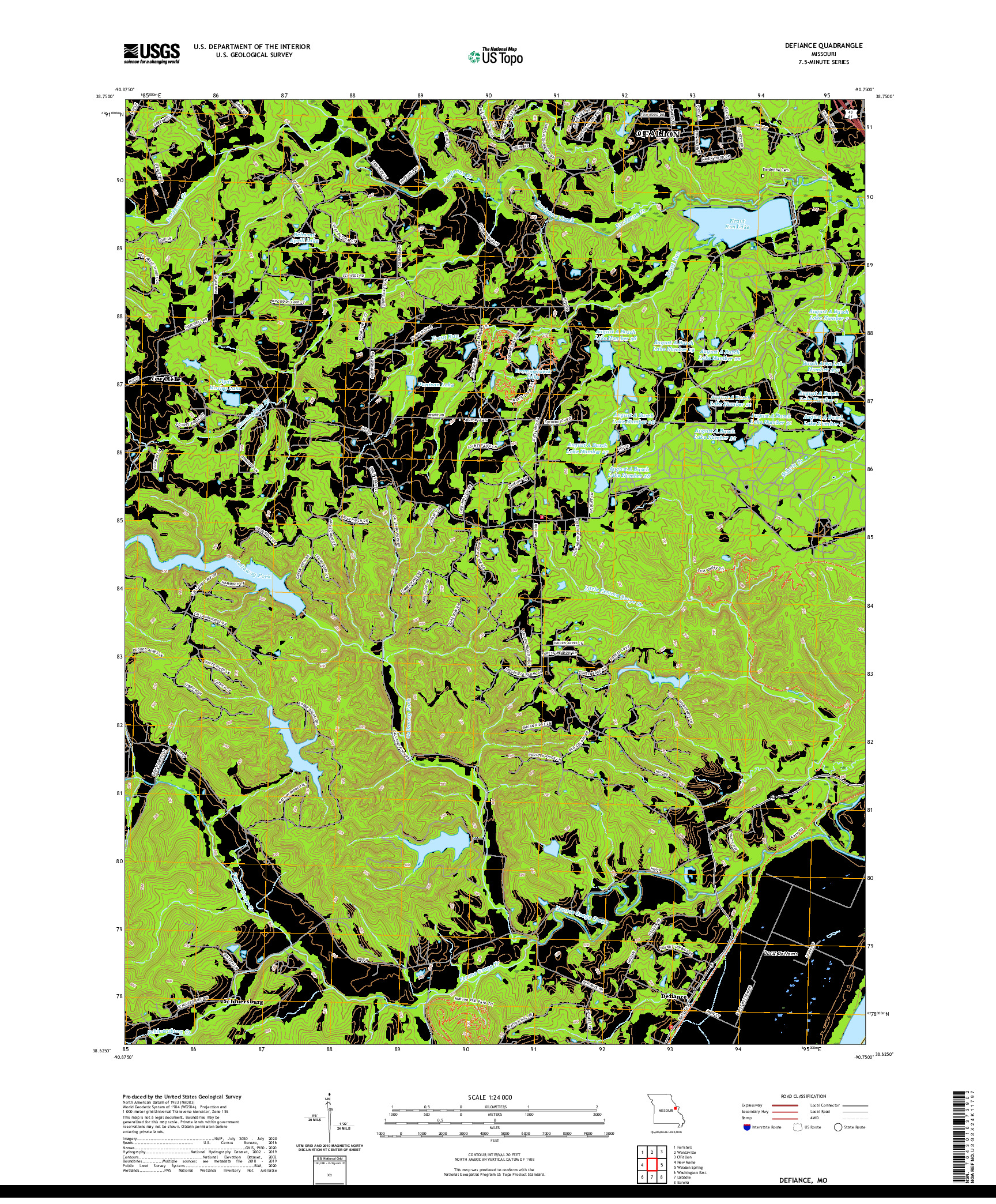 USGS US TOPO 7.5-MINUTE MAP FOR DEFIANCE, MO 2021