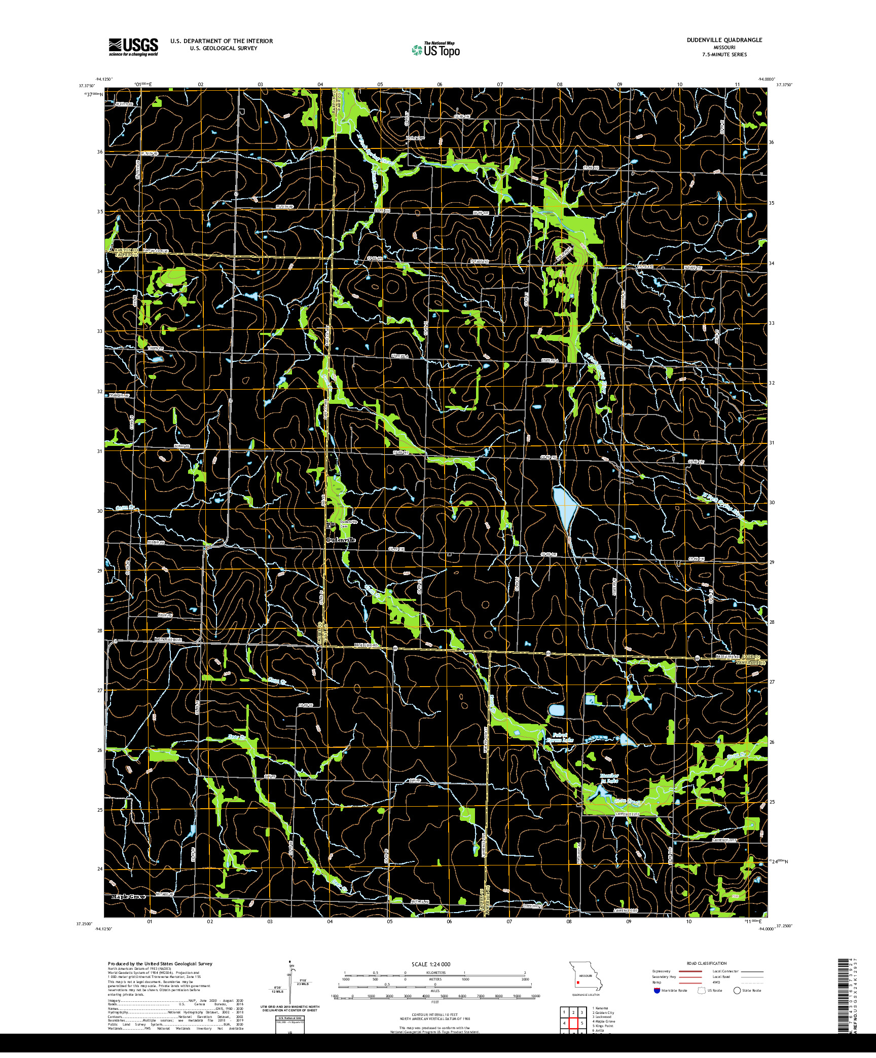 USGS US TOPO 7.5-MINUTE MAP FOR DUDENVILLE, MO 2021