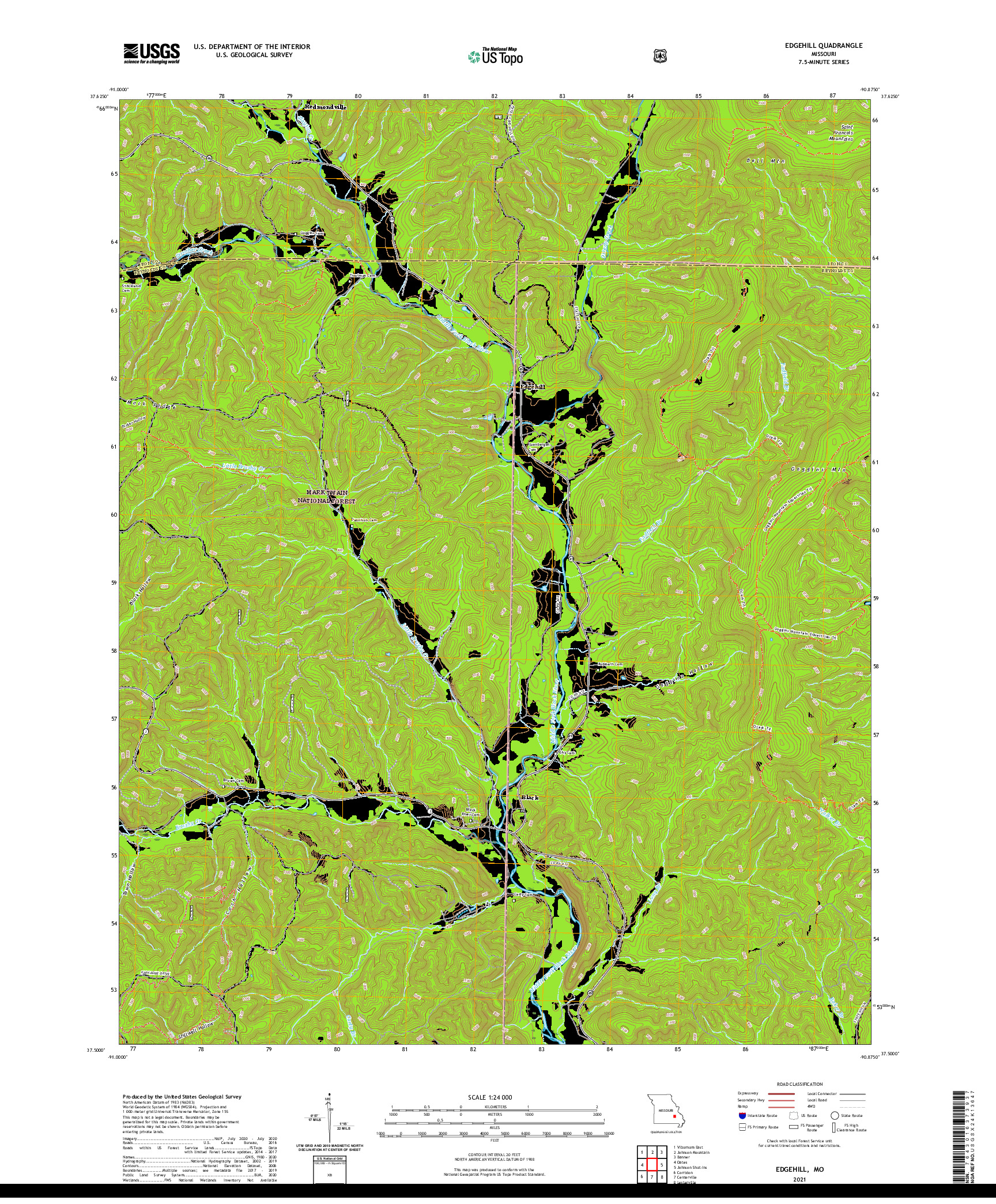 USGS US TOPO 7.5-MINUTE MAP FOR EDGEHILL, MO 2021