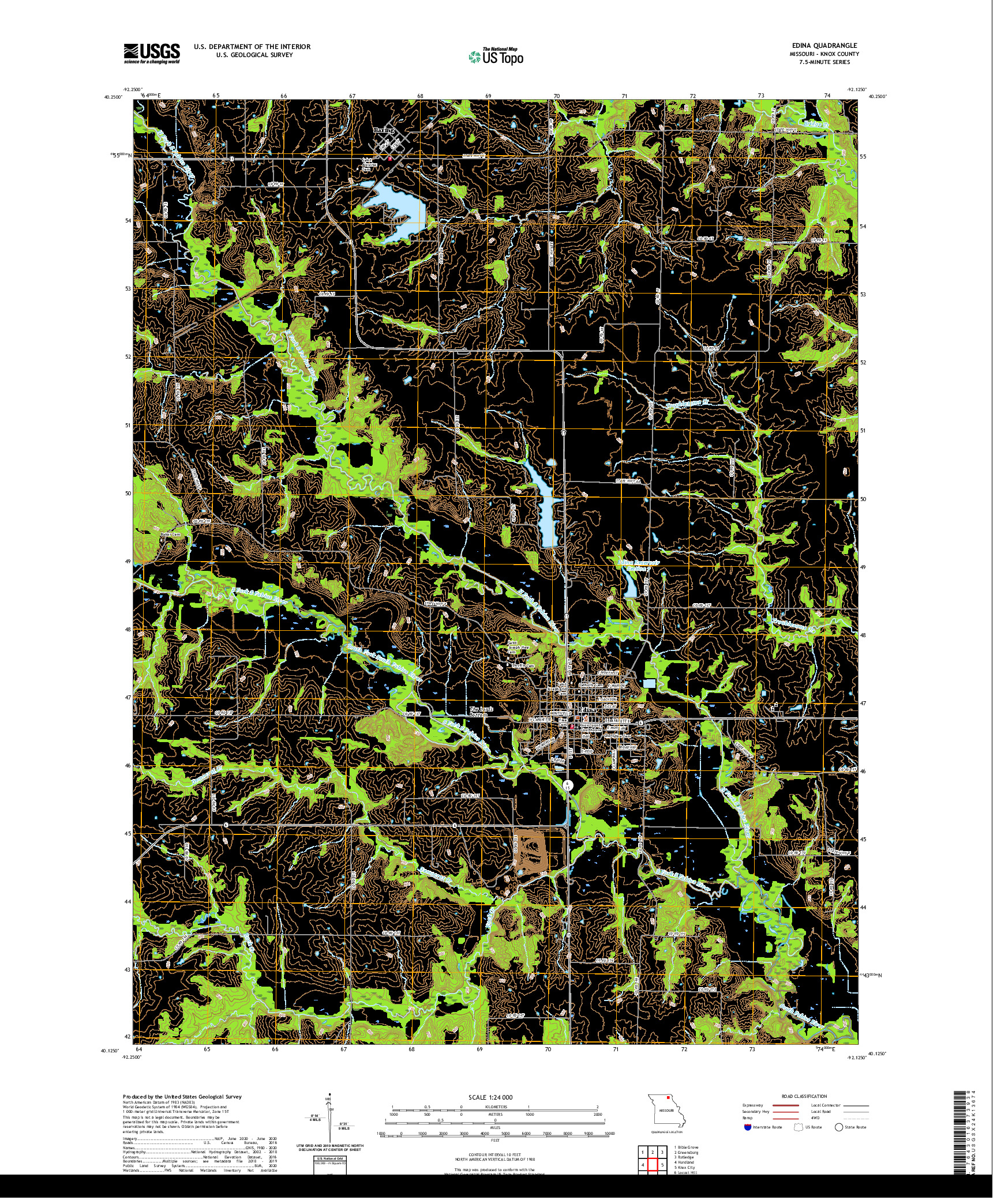 USGS US TOPO 7.5-MINUTE MAP FOR EDINA, MO 2021