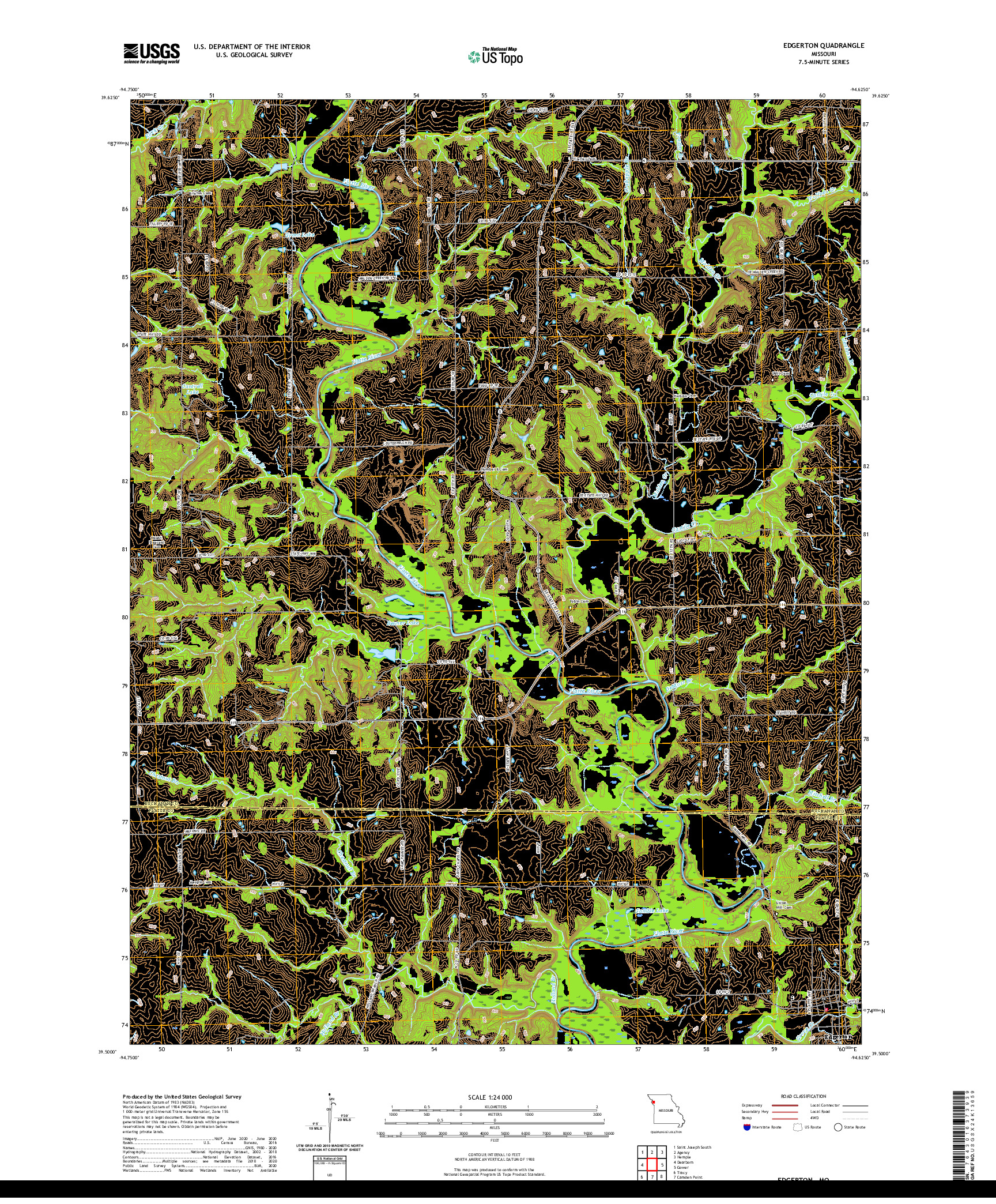USGS US TOPO 7.5-MINUTE MAP FOR EDGERTON, MO 2021