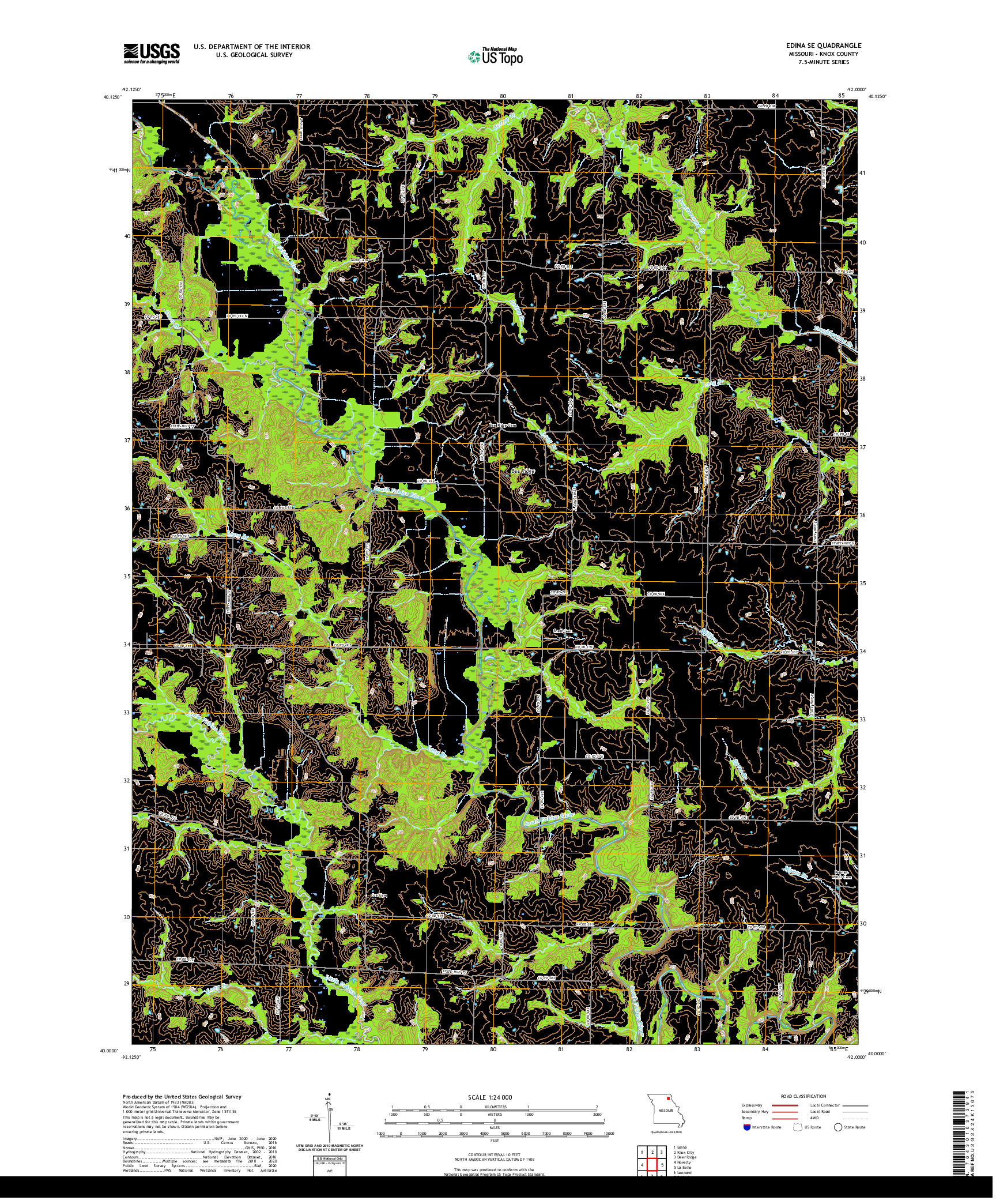 USGS US TOPO 7.5-MINUTE MAP FOR EDINA SE, MO 2021