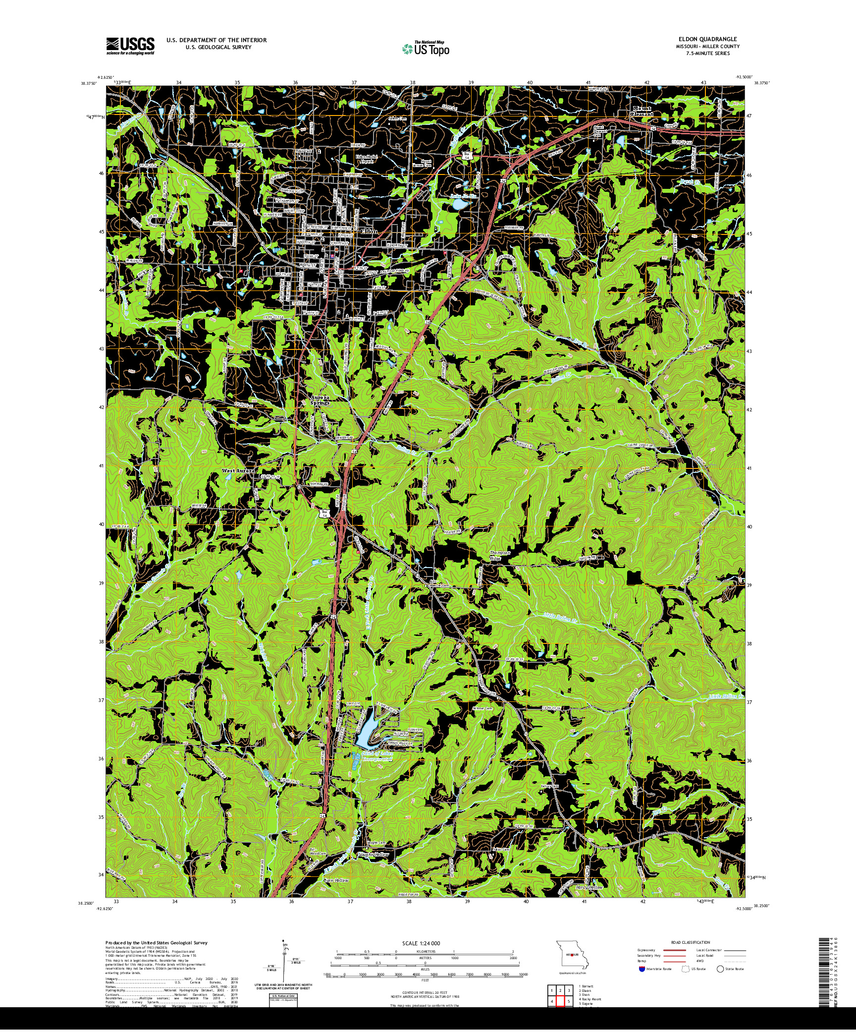 USGS US TOPO 7.5-MINUTE MAP FOR ELDON, MO 2021