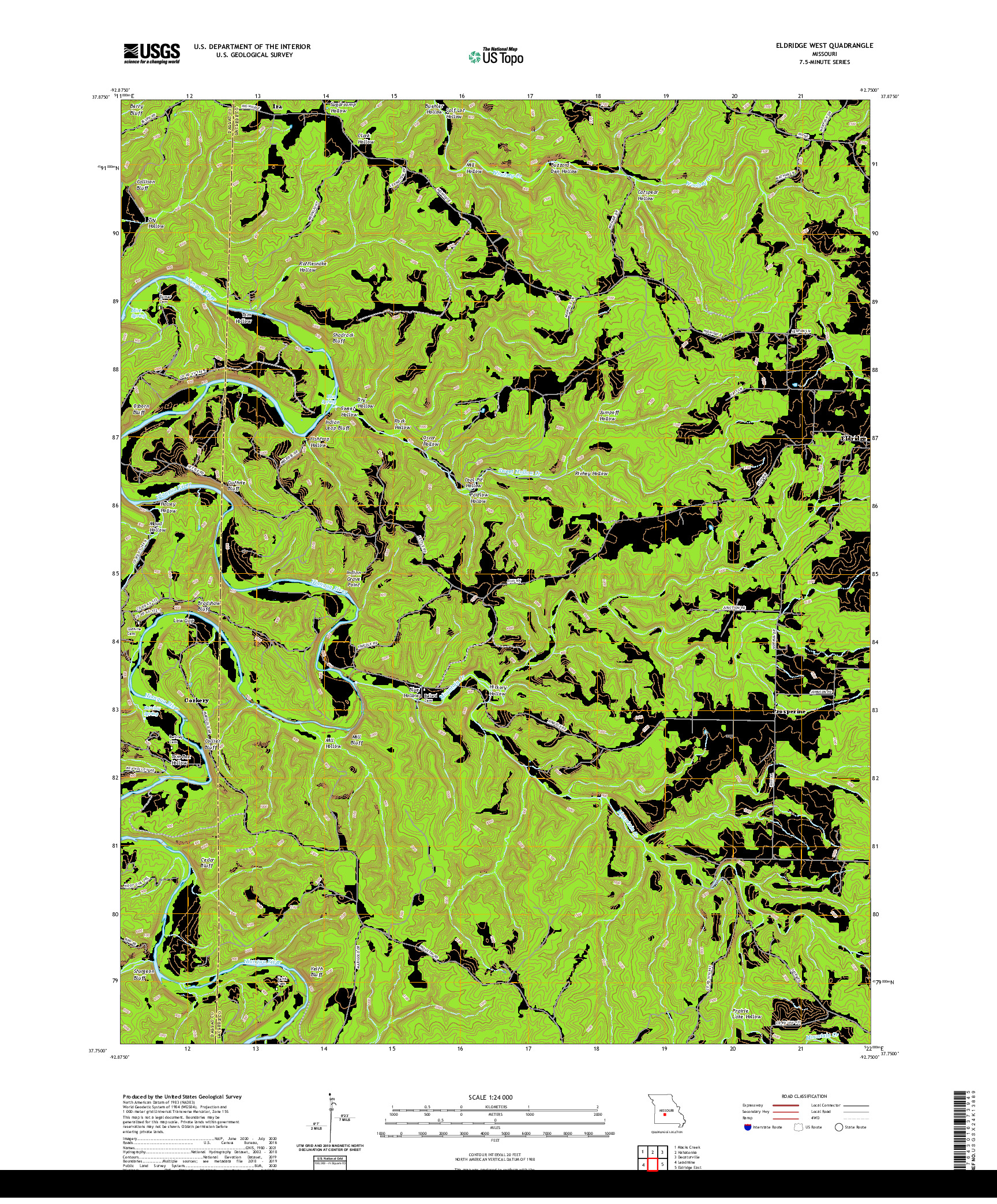 USGS US TOPO 7.5-MINUTE MAP FOR ELDRIDGE WEST, MO 2021