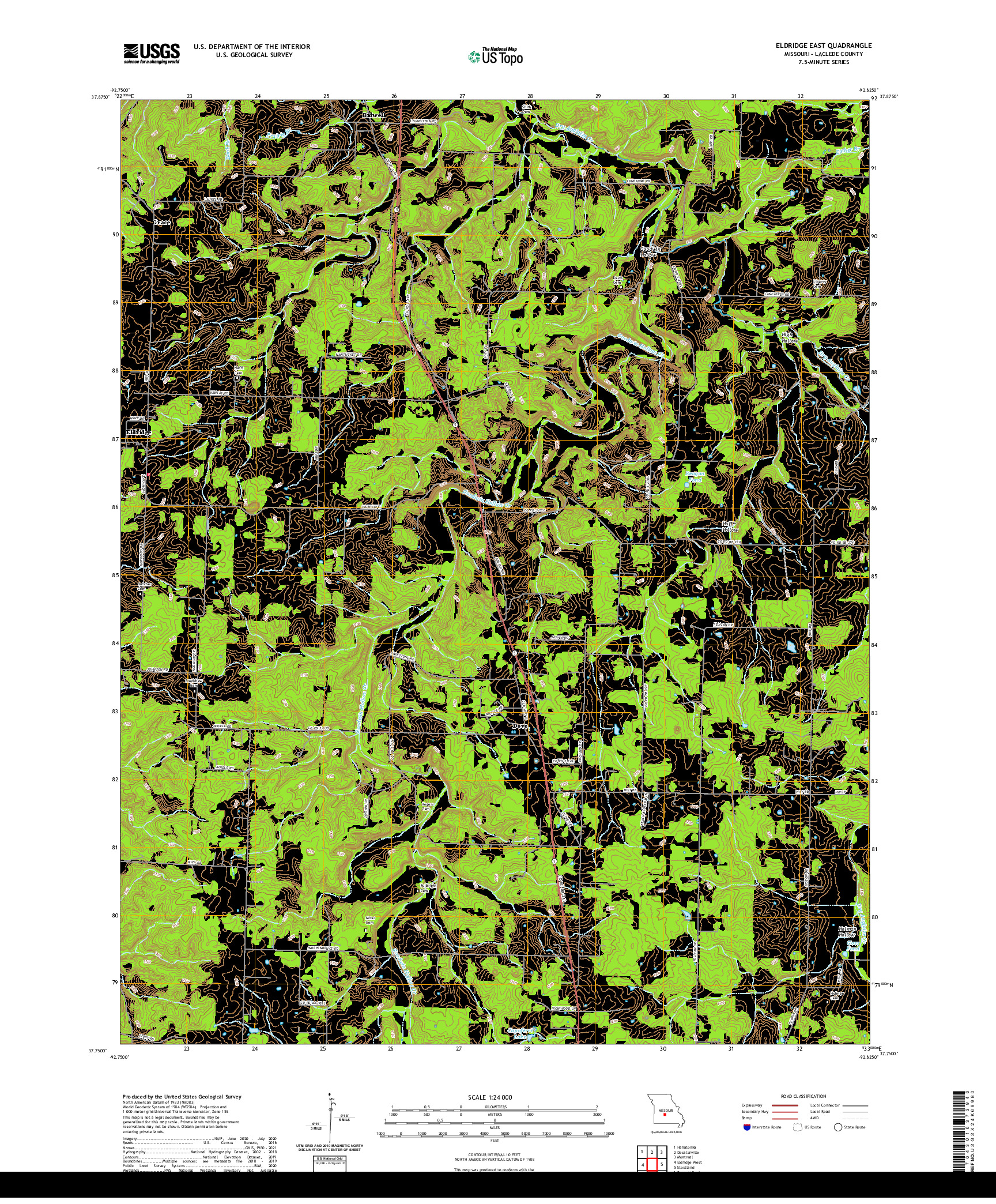 USGS US TOPO 7.5-MINUTE MAP FOR ELDRIDGE EAST, MO 2021