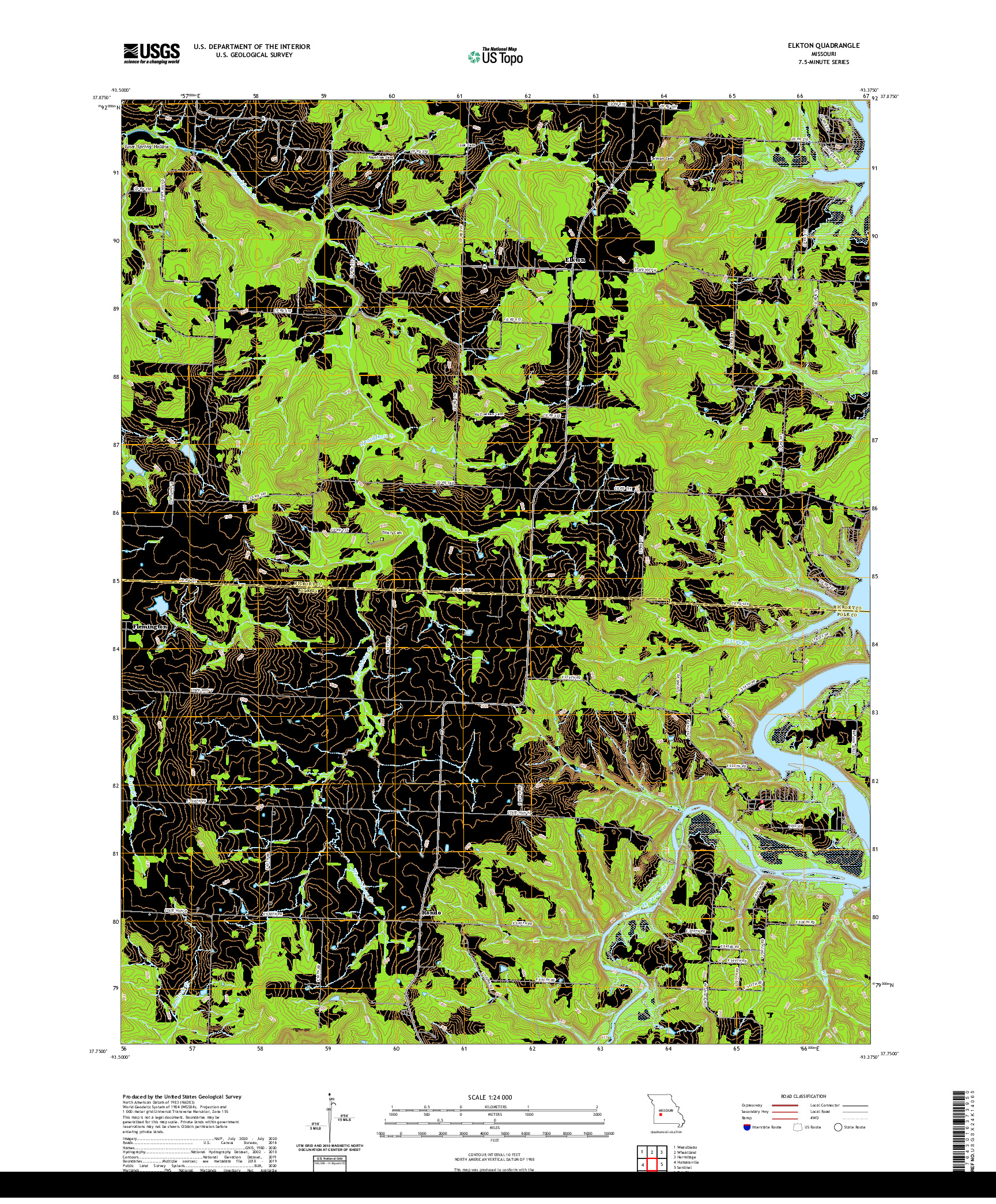 USGS US TOPO 7.5-MINUTE MAP FOR ELKTON, MO 2021