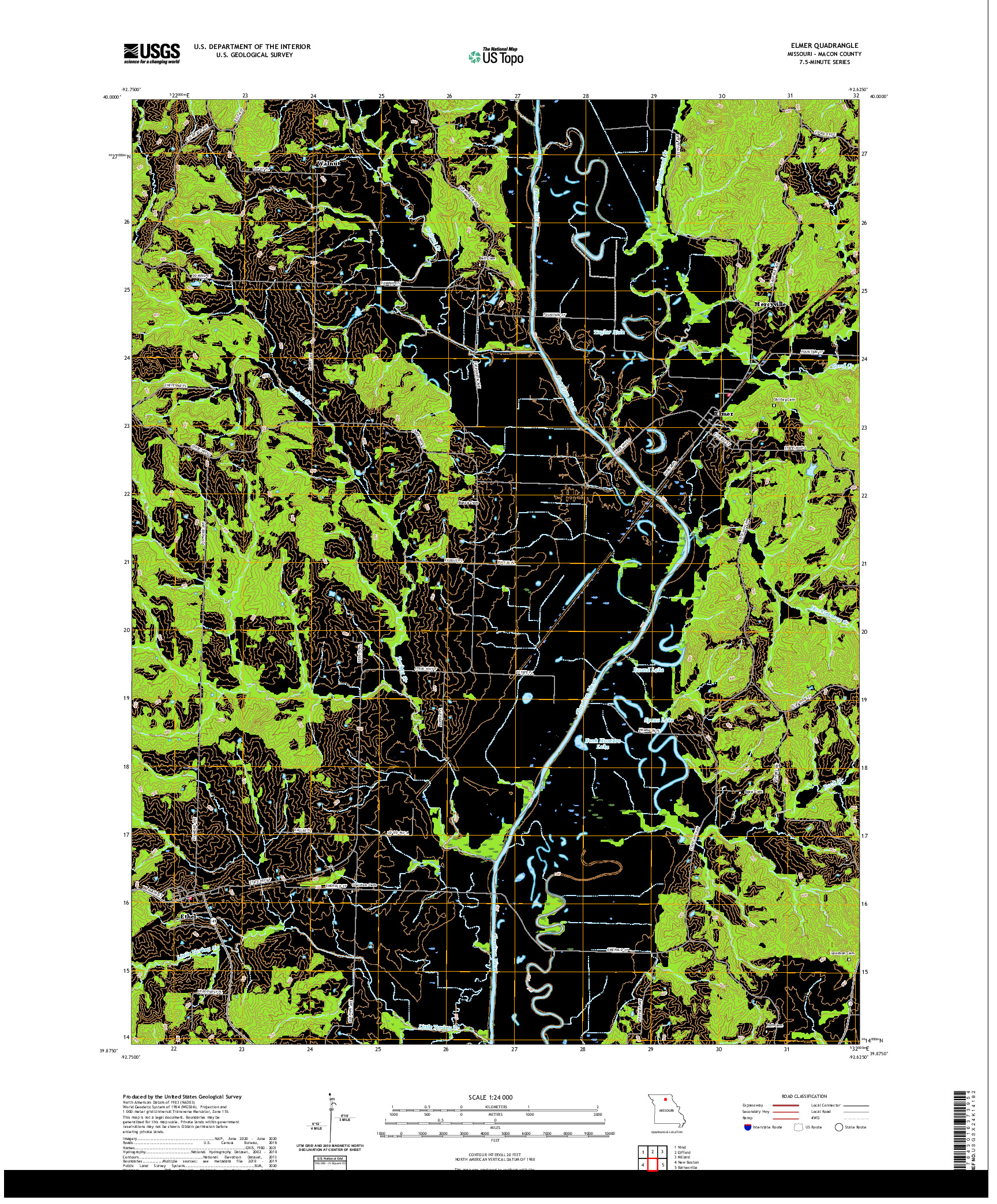USGS US TOPO 7.5-MINUTE MAP FOR ELMER, MO 2021
