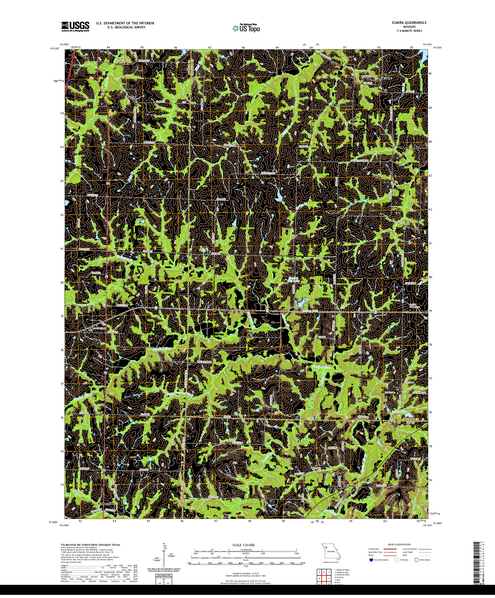 USGS US TOPO 7.5-MINUTE MAP FOR ELMIRA, MO 2021