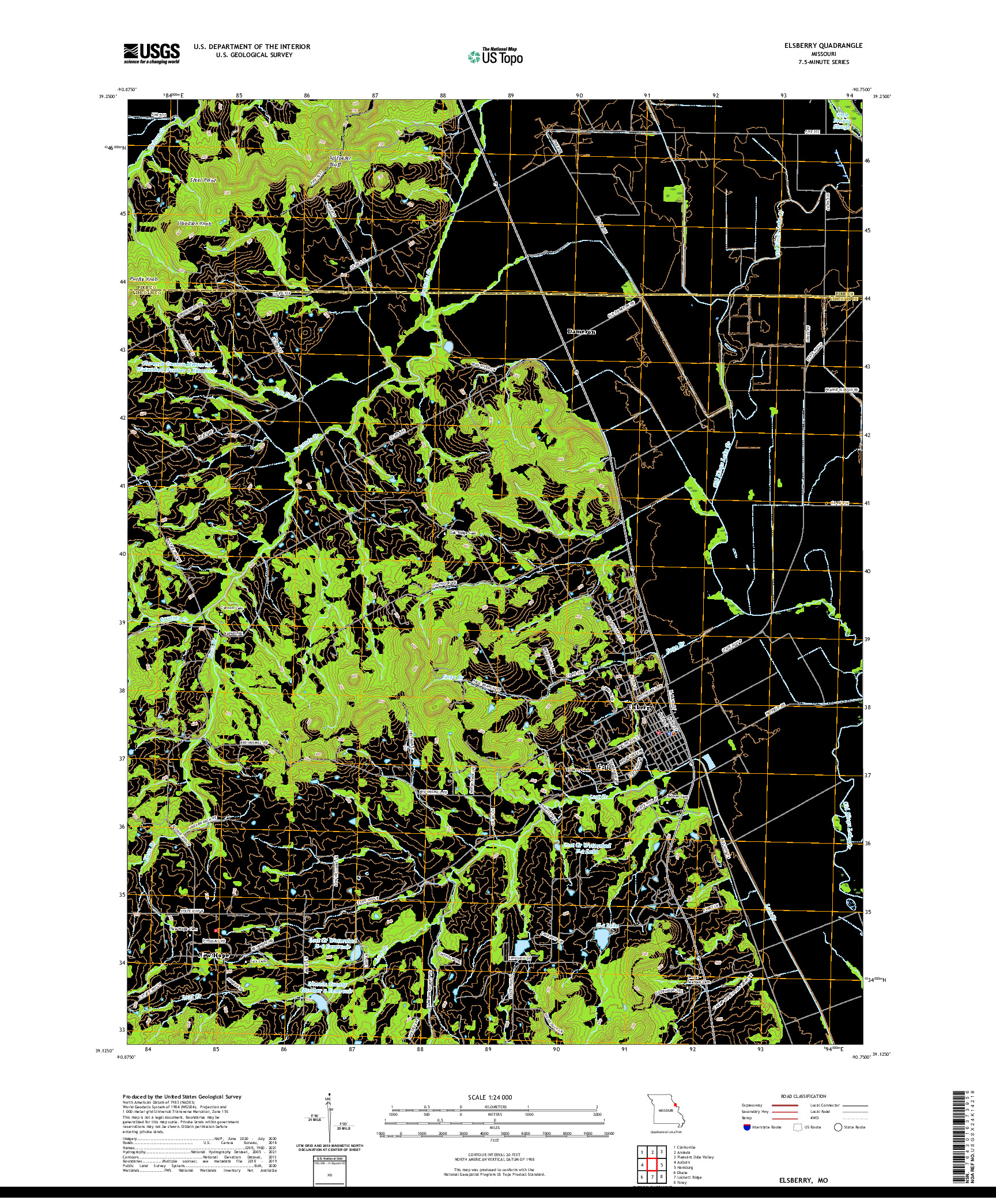 USGS US TOPO 7.5-MINUTE MAP FOR ELSBERRY, MO 2021