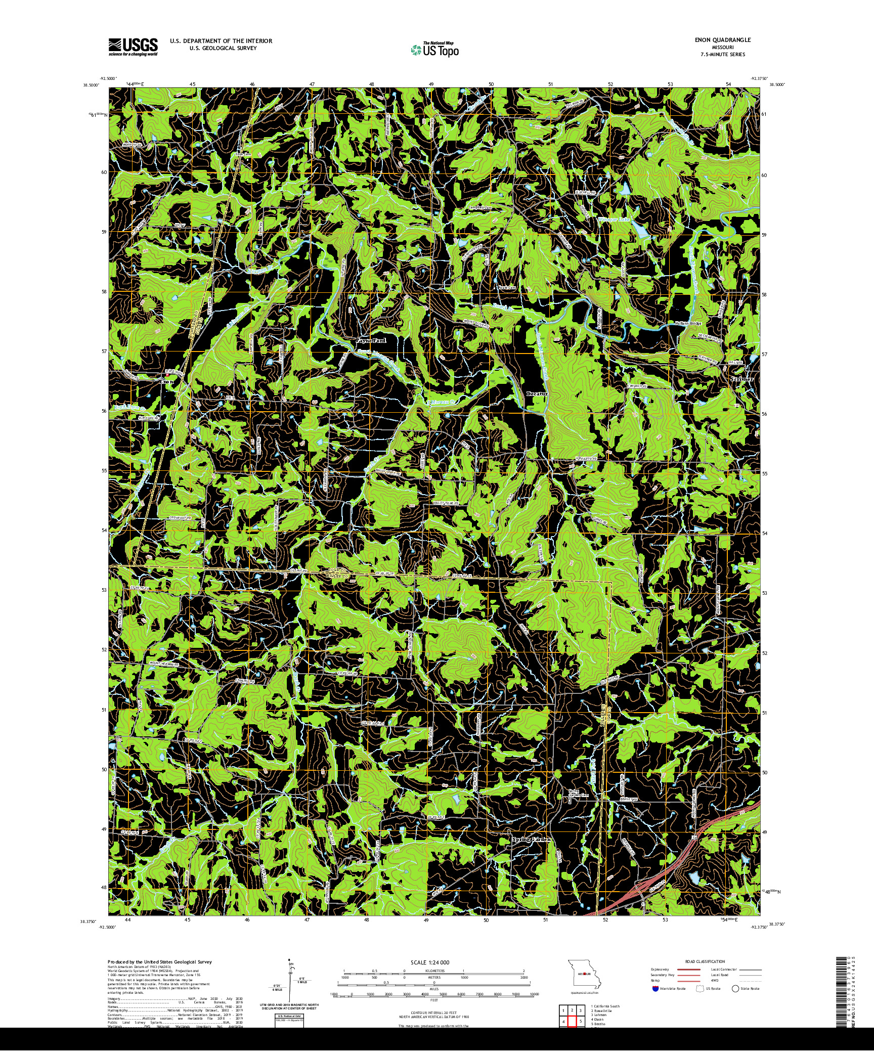 USGS US TOPO 7.5-MINUTE MAP FOR ENON, MO 2021