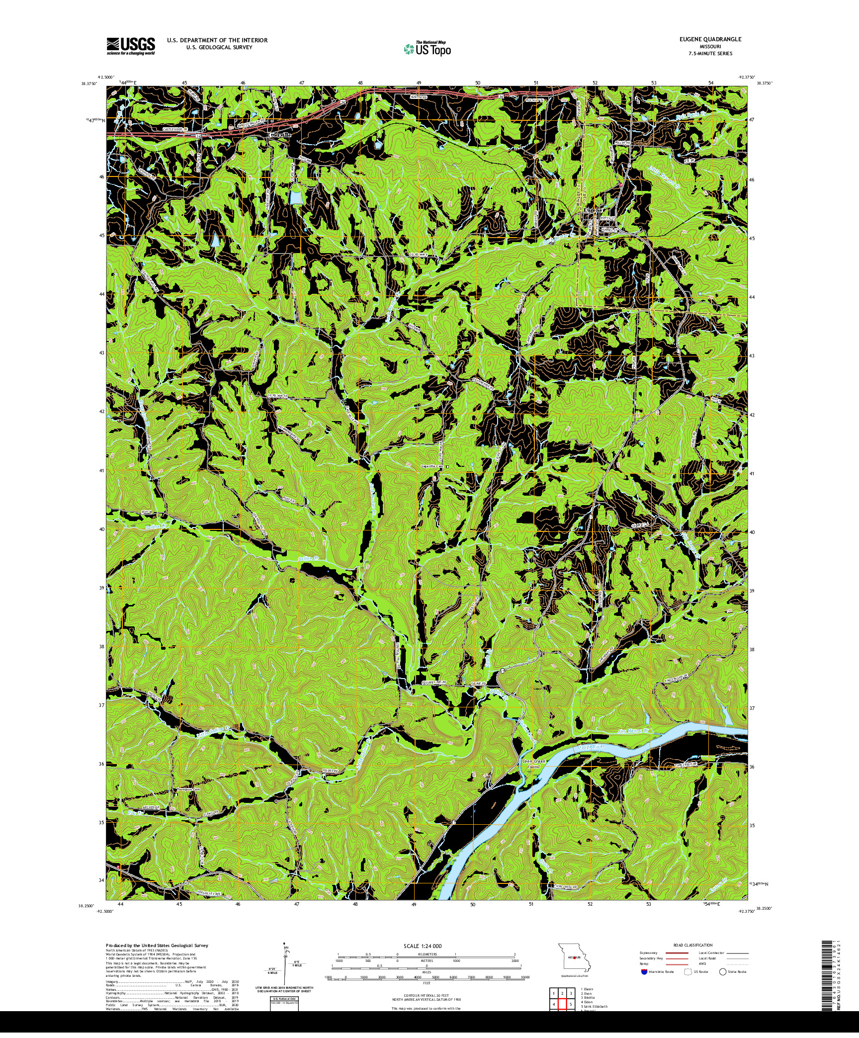 USGS US TOPO 7.5-MINUTE MAP FOR EUGENE, MO 2021