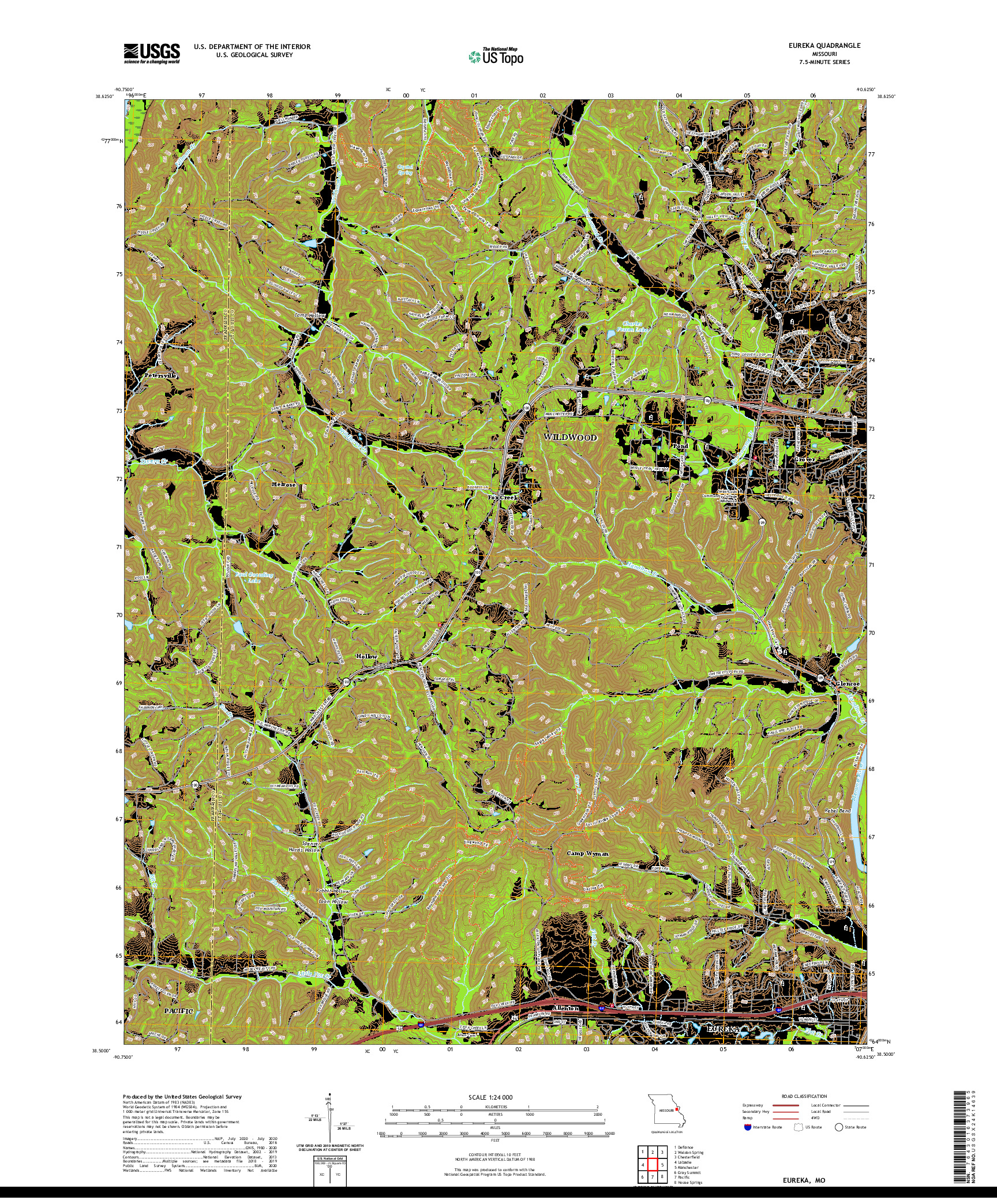 USGS US TOPO 7.5-MINUTE MAP FOR EUREKA, MO 2021